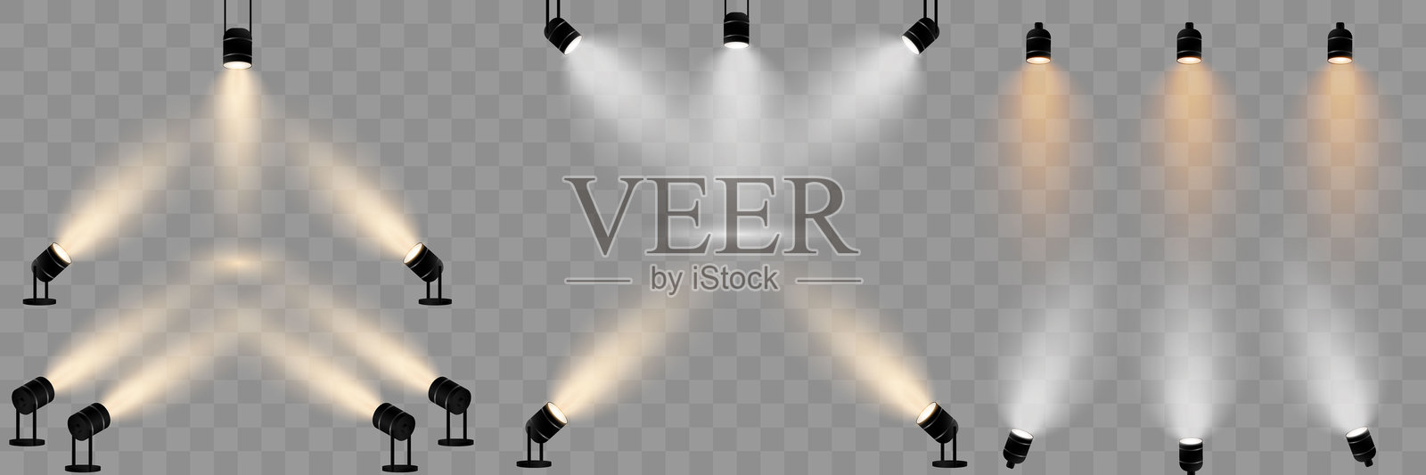 舞台灯光。明亮的聚光灯照明。光效。插画图片素材