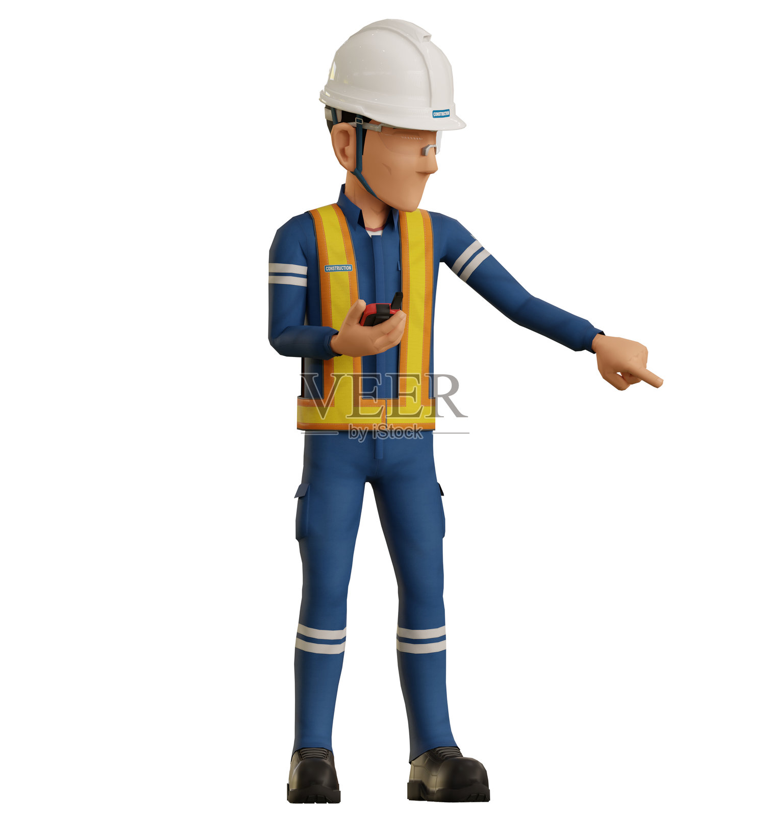 工业工人指向低处照片摄影图片