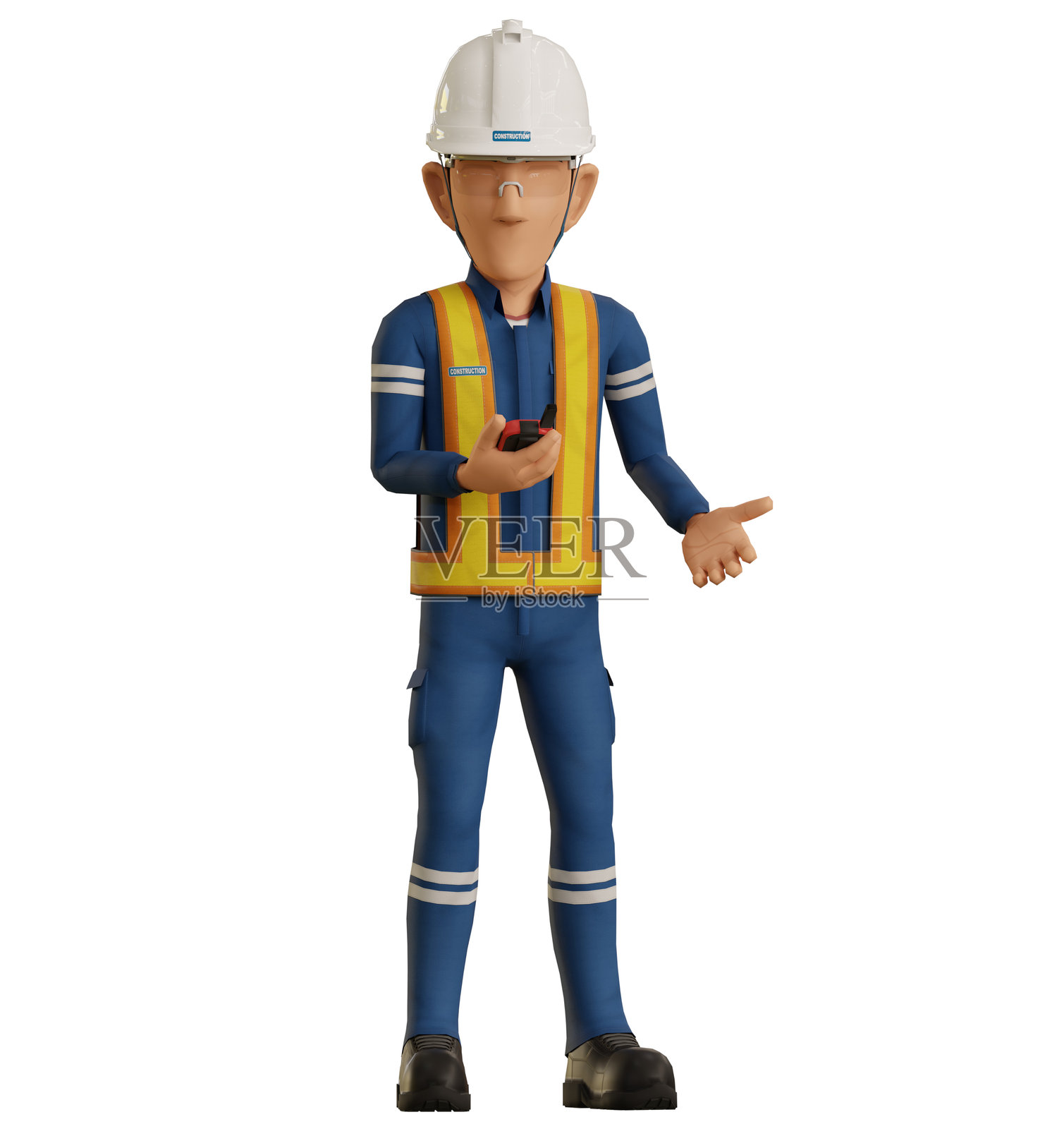 孤立的工业工人姿势指导照片摄影图片