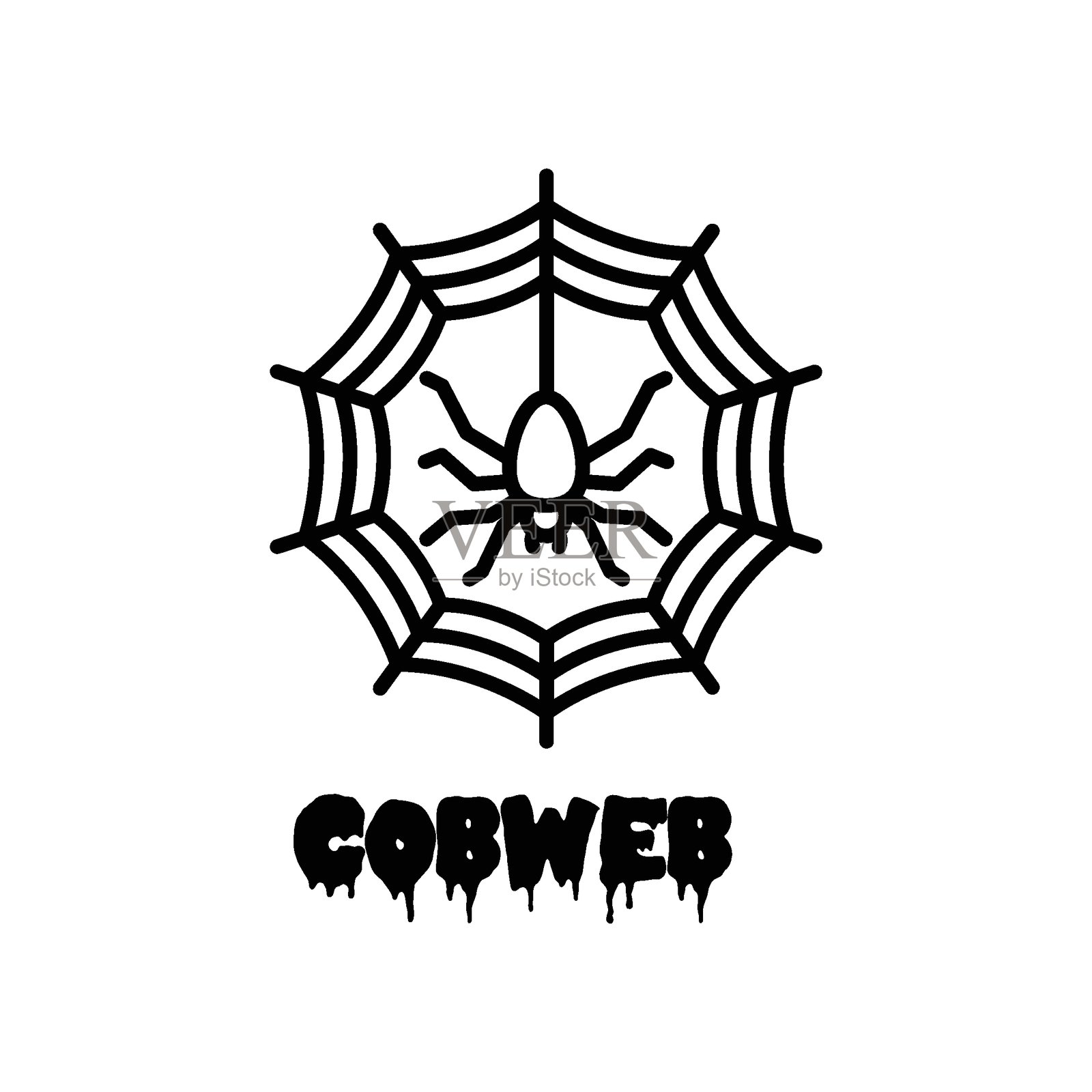 可轻松修改或编辑的蛛网蜘蛛扁平矢量图标插画图片素材