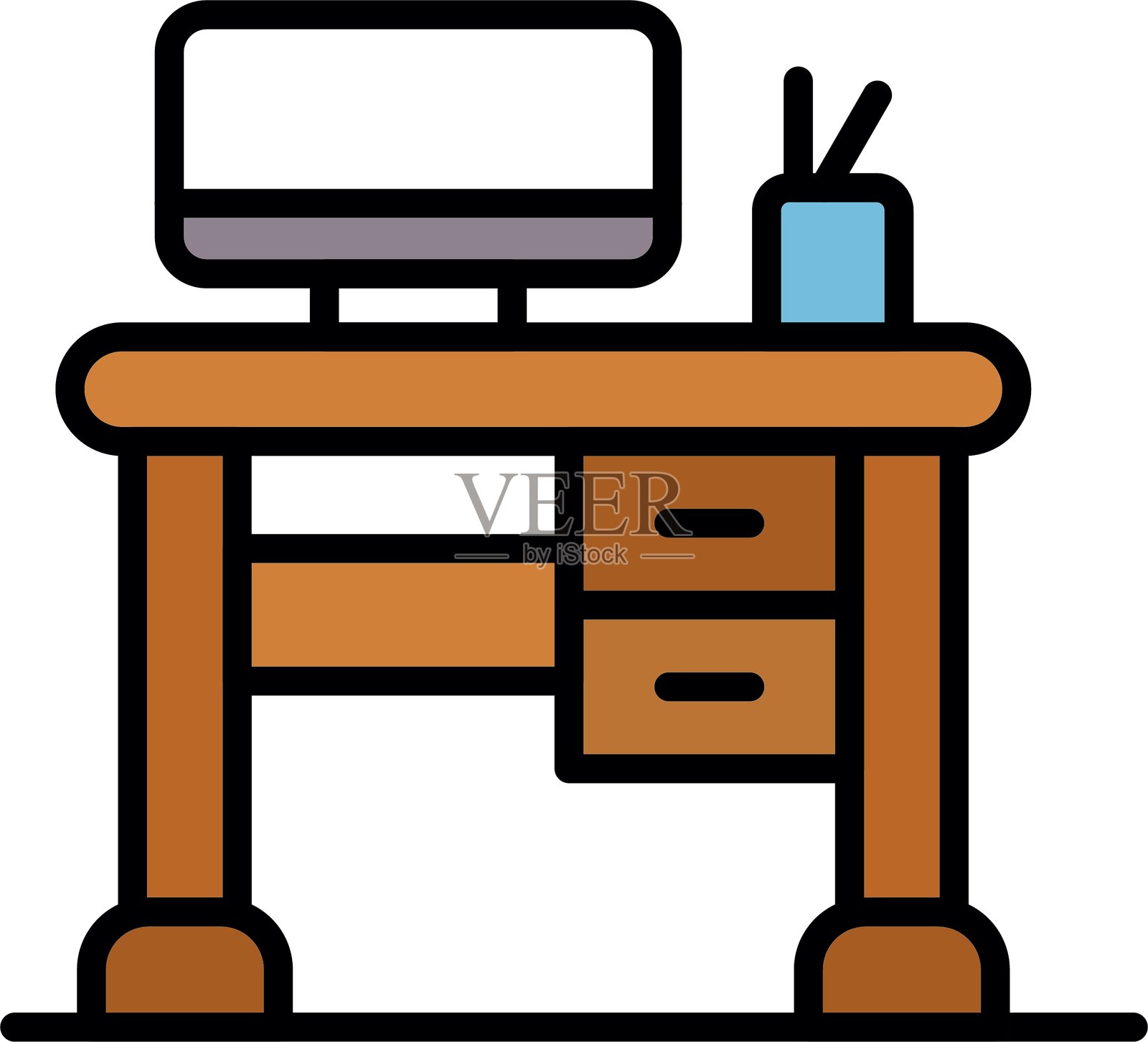 办公桌图标插画图片素材