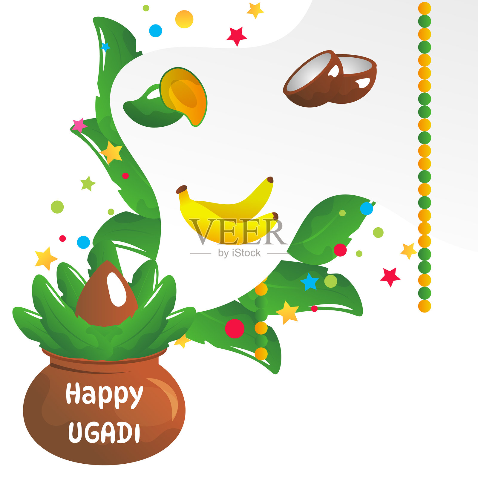 快乐的乌加迪印度节日矢量卡通插图插画图片素材