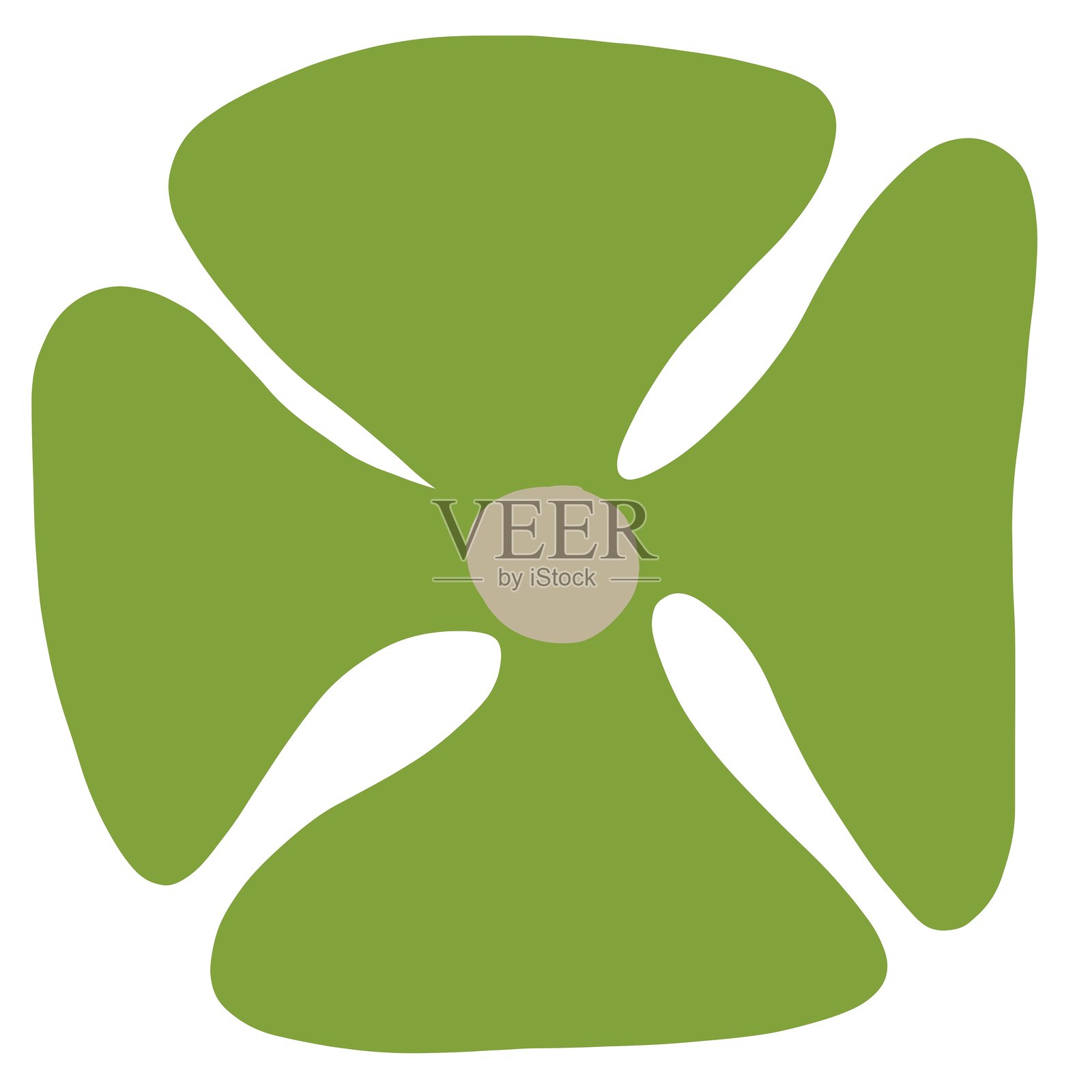 绿色粉彩色花朵手绘,独立于白色背景。花朵以涂鸦风格呈现。插画图片素材