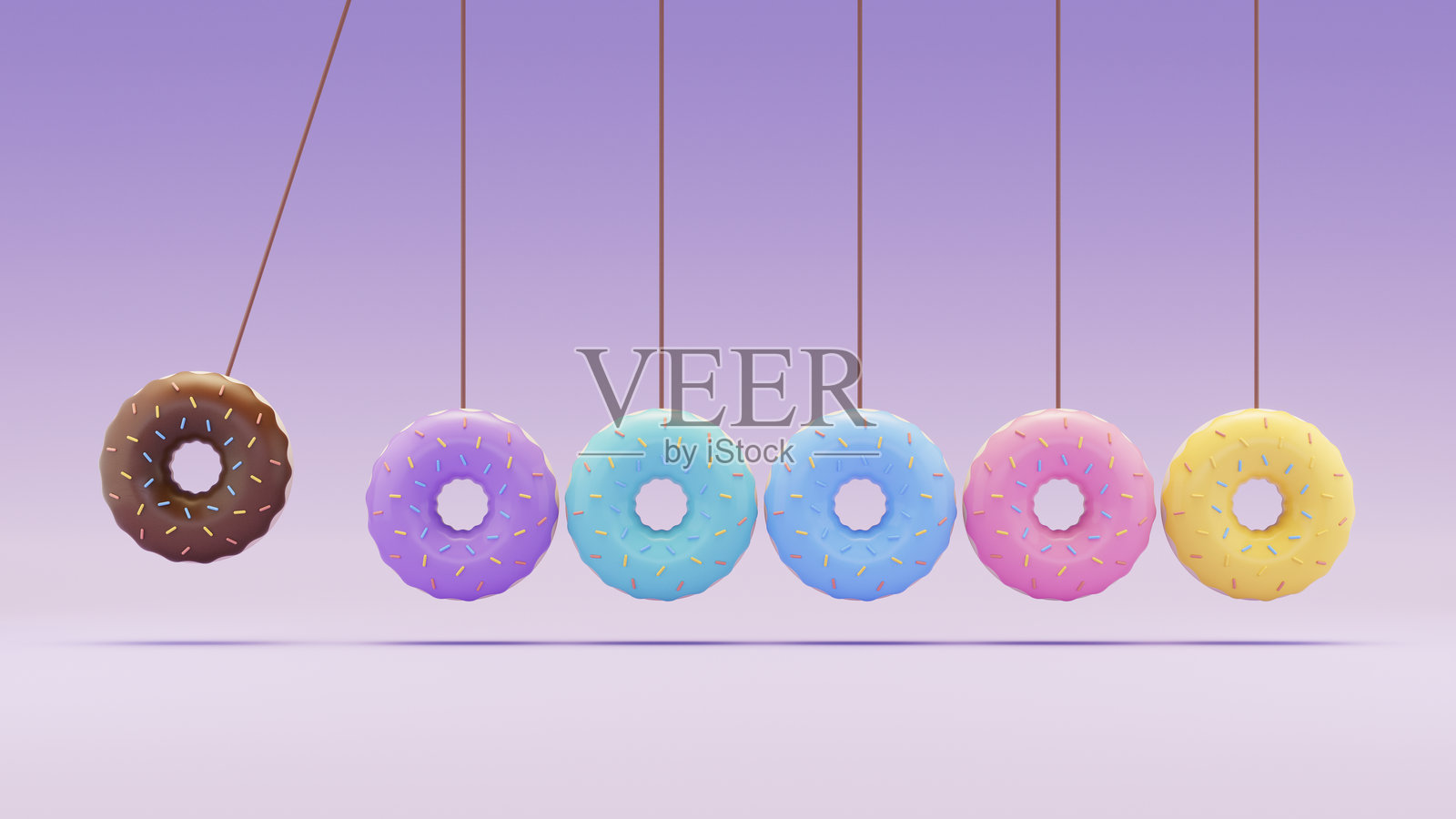 牛顿摆与甜甜圈,团队合作与领导力概念照片摄影图片