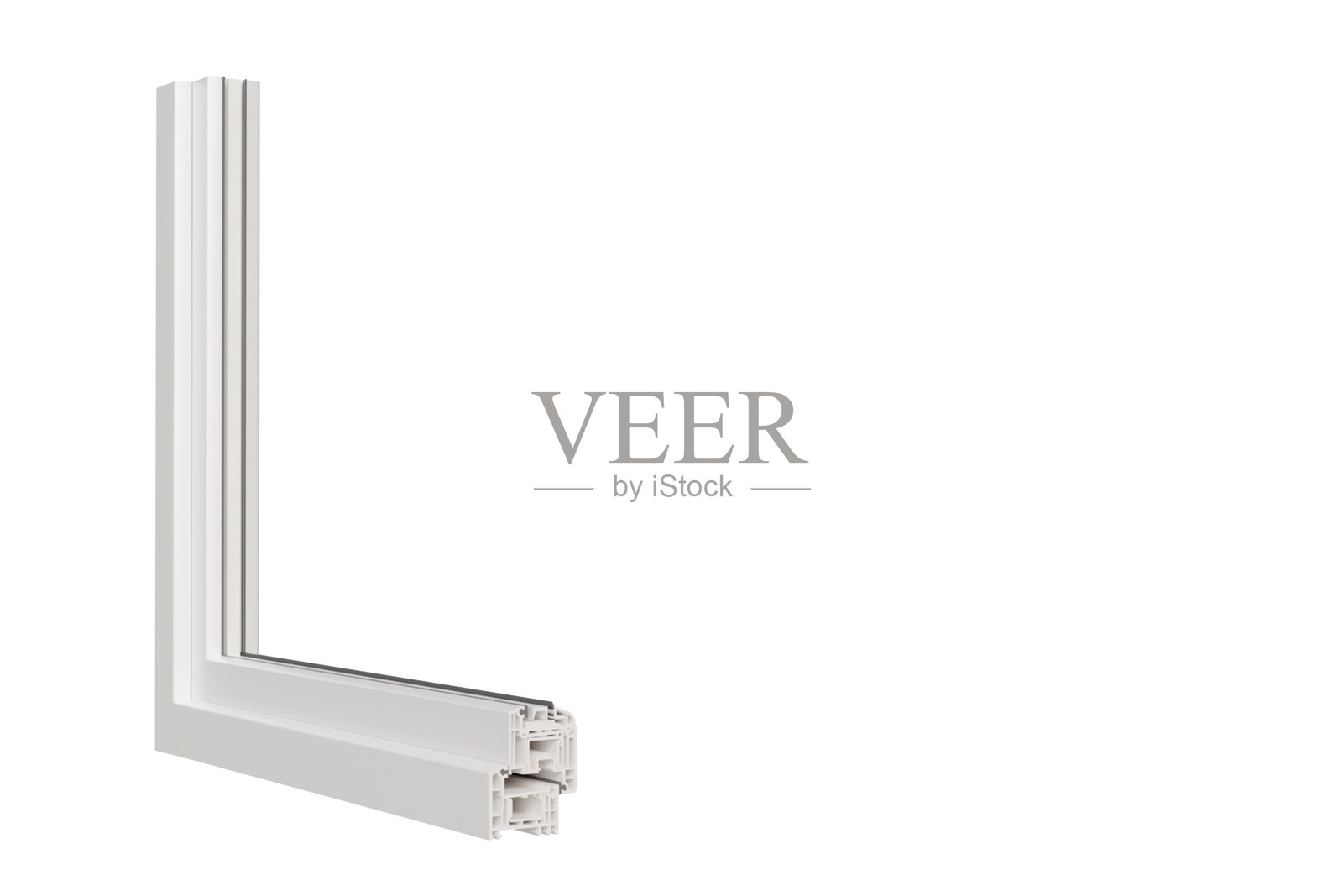 白色背景上的窗户剖面3D模型照片摄影图片