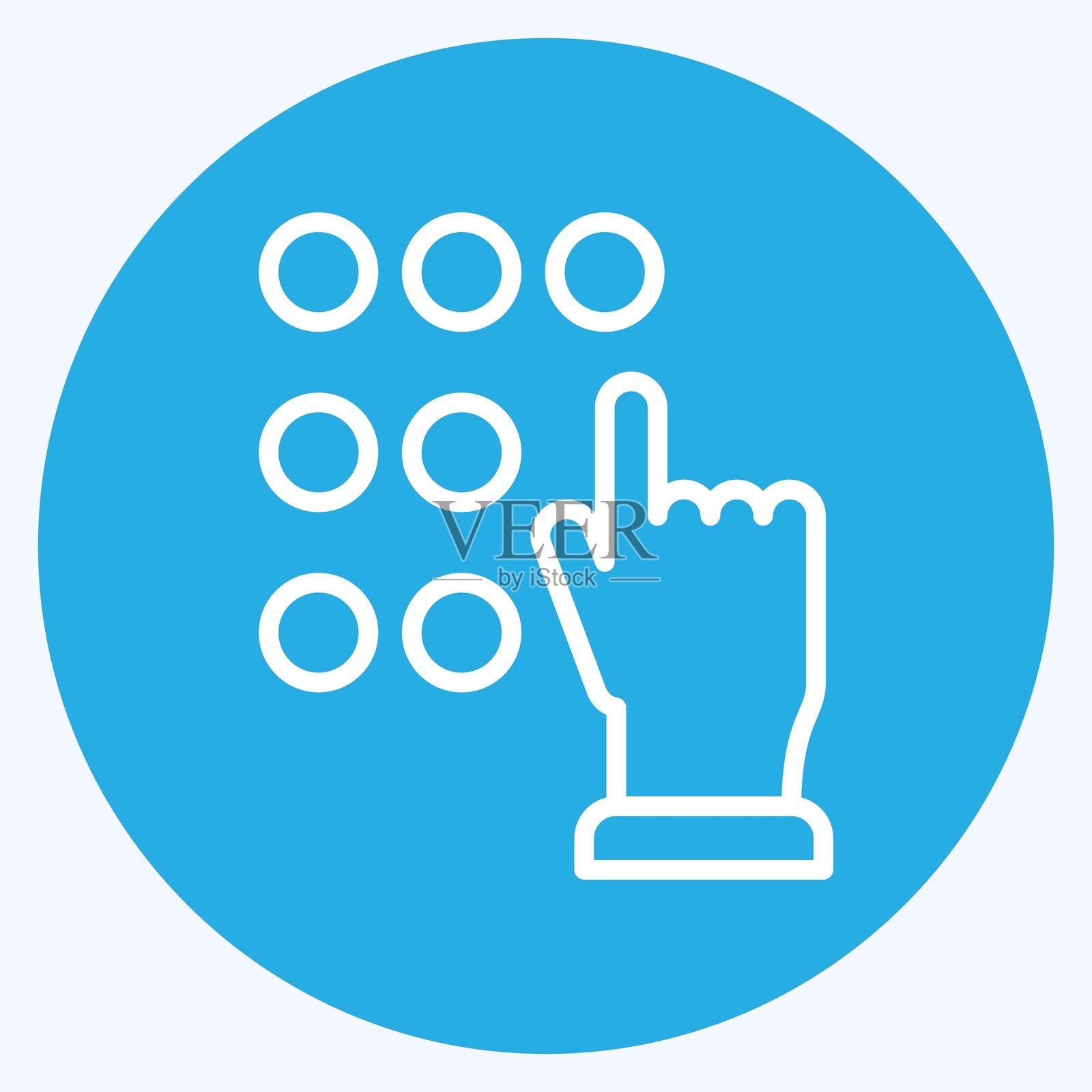 图标触摸密码,与加密货币符号相关,蓝眼风格插画图片素材