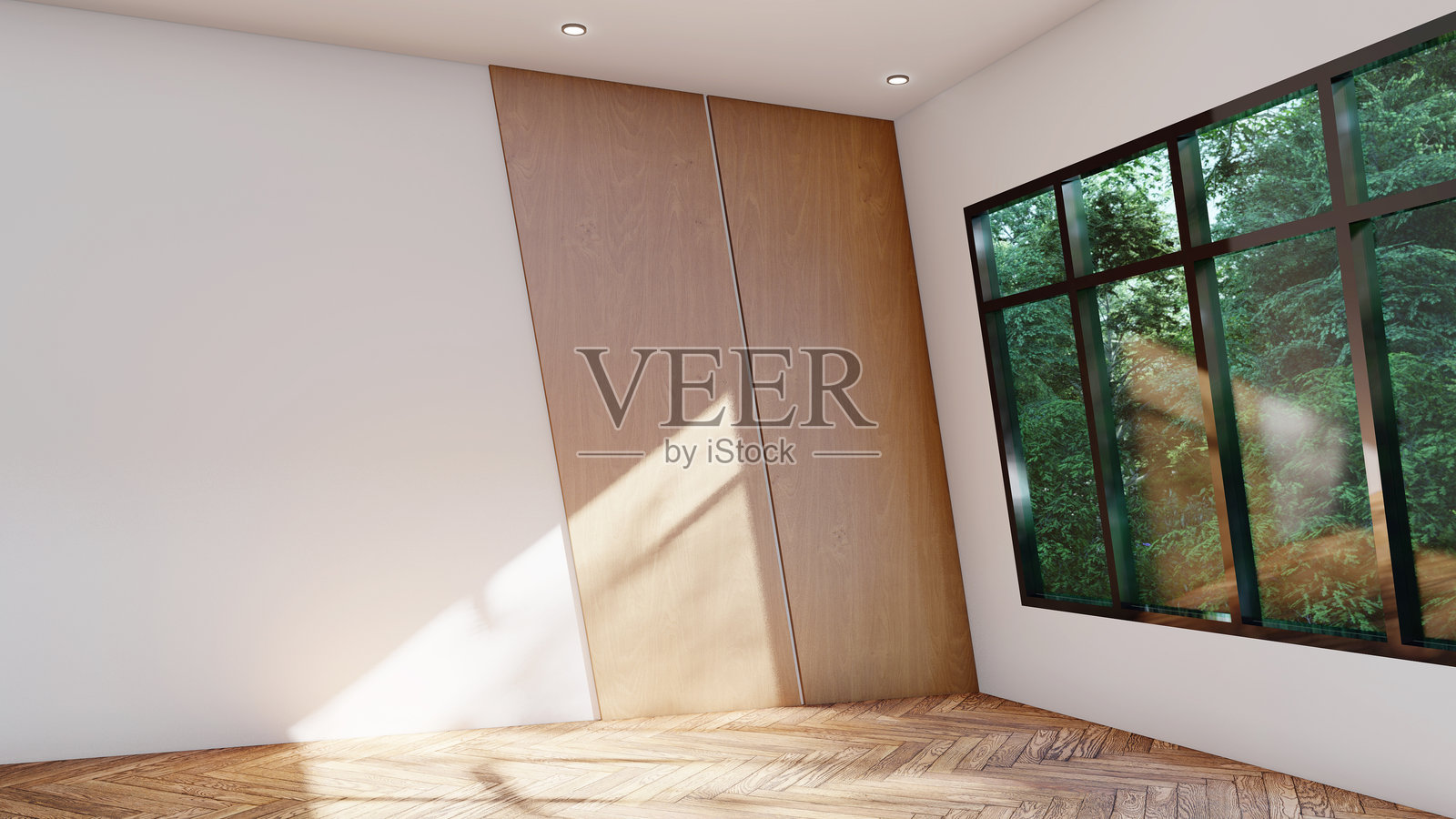 空荡荡的室内房间阴影墙面空间背景模拟建筑阳光。照片摄影图片