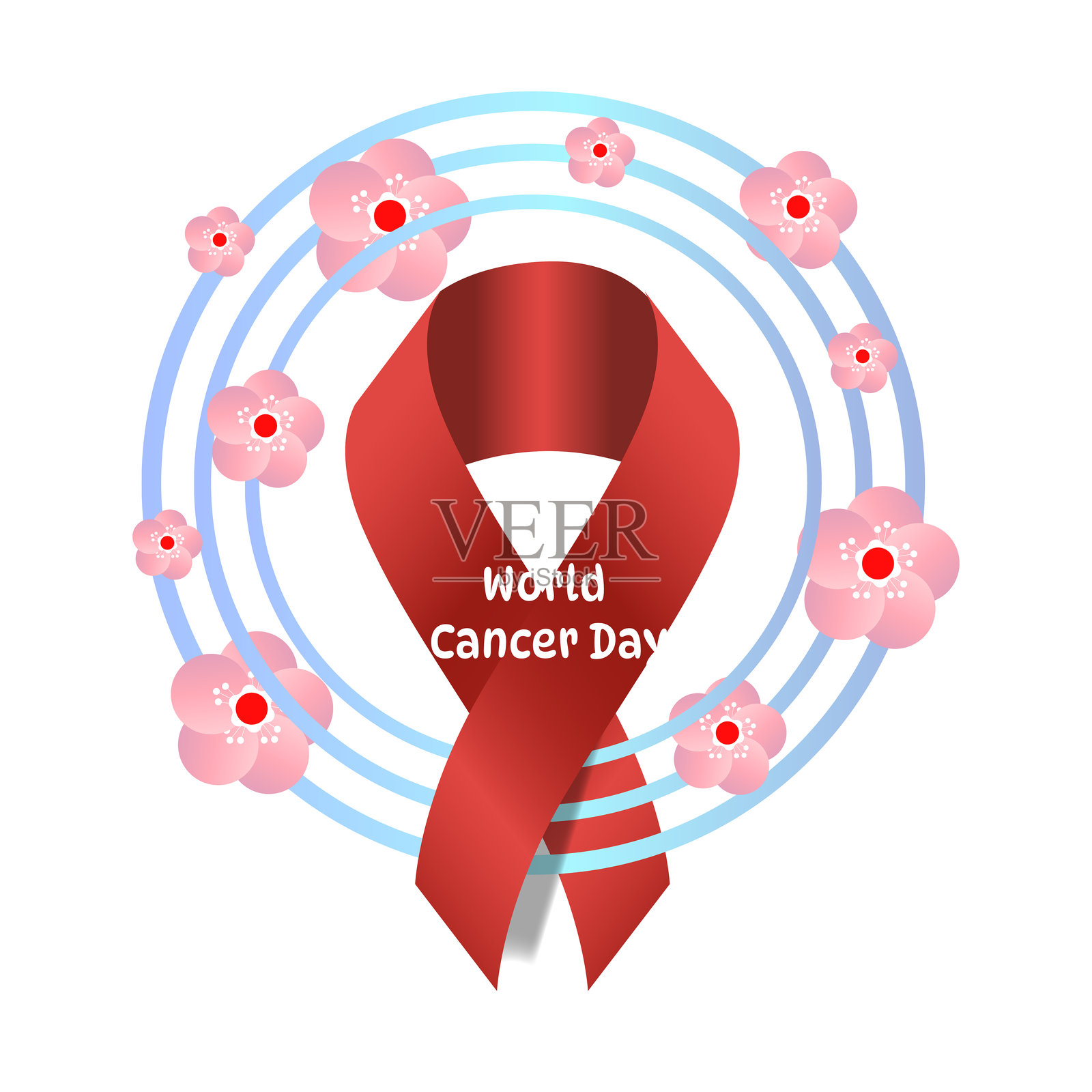 乳腺癌意识粉色丝带插图插画图片素材