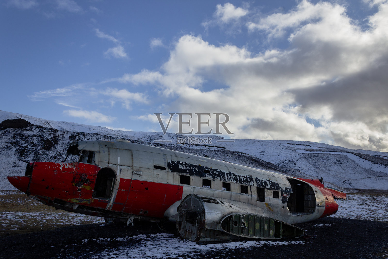 索尔海马桑杜尔飞机残骸,冰岛照片摄影图片