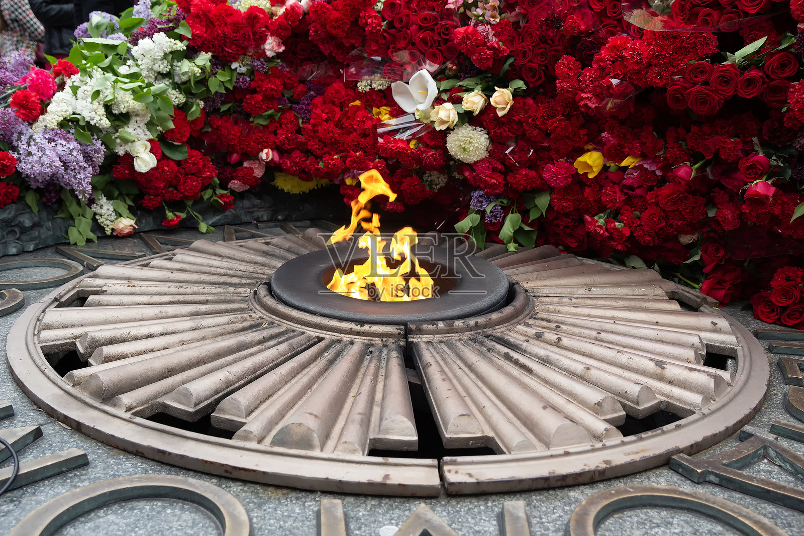基辅荣耀公园无名战士墓上的鲜花照片摄影图片
