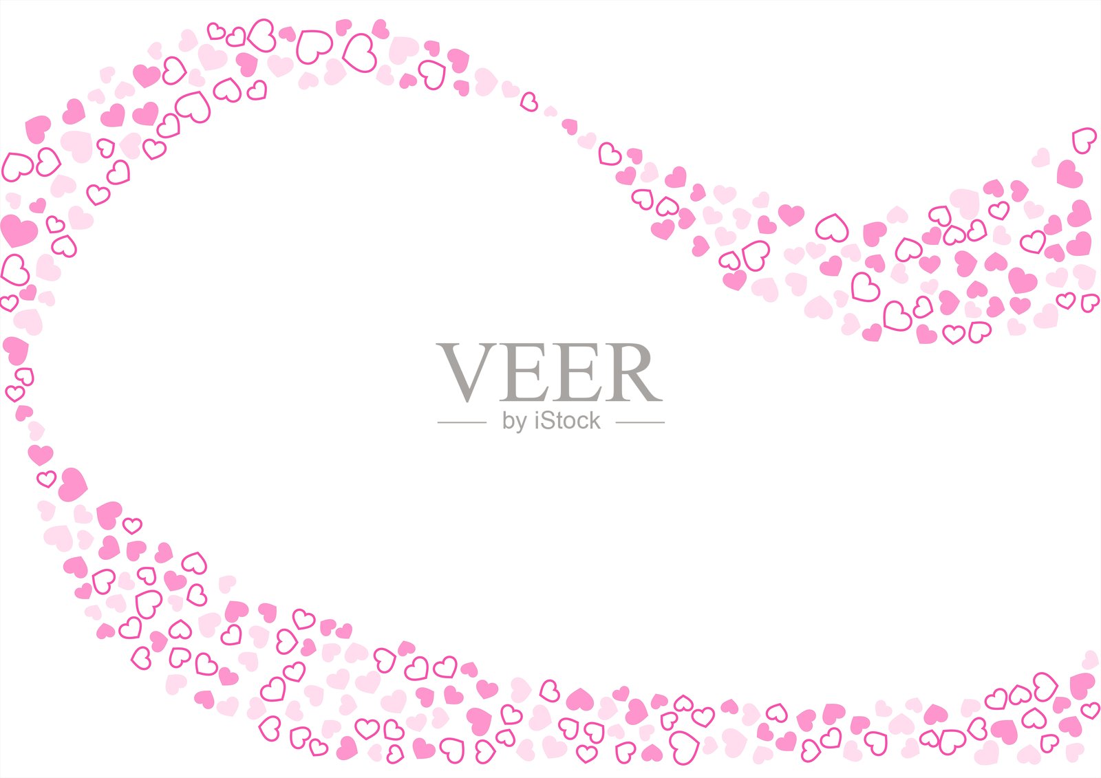 心形图案背景,粉色系列的三种颜色,边框和单一颜色,心形插画图片素材