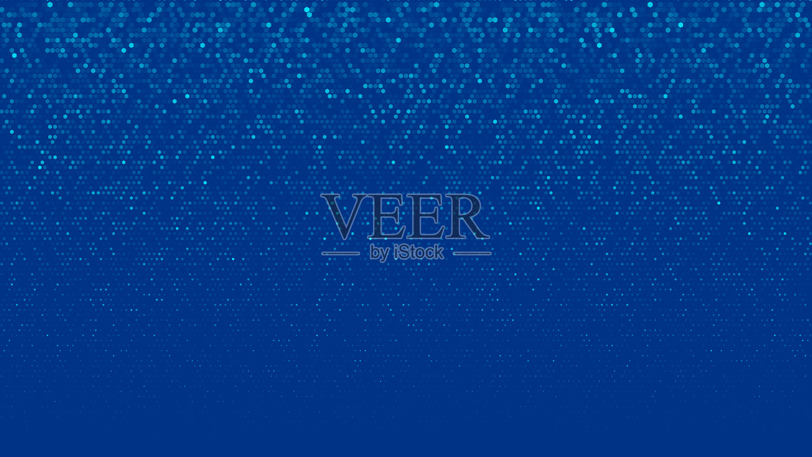 蓝色数字六边形图案背景。小点六边形形成闪烁效果。连接的闪亮粒子的纹理。现代科技马赛克设计。矢量插图插画图片素材