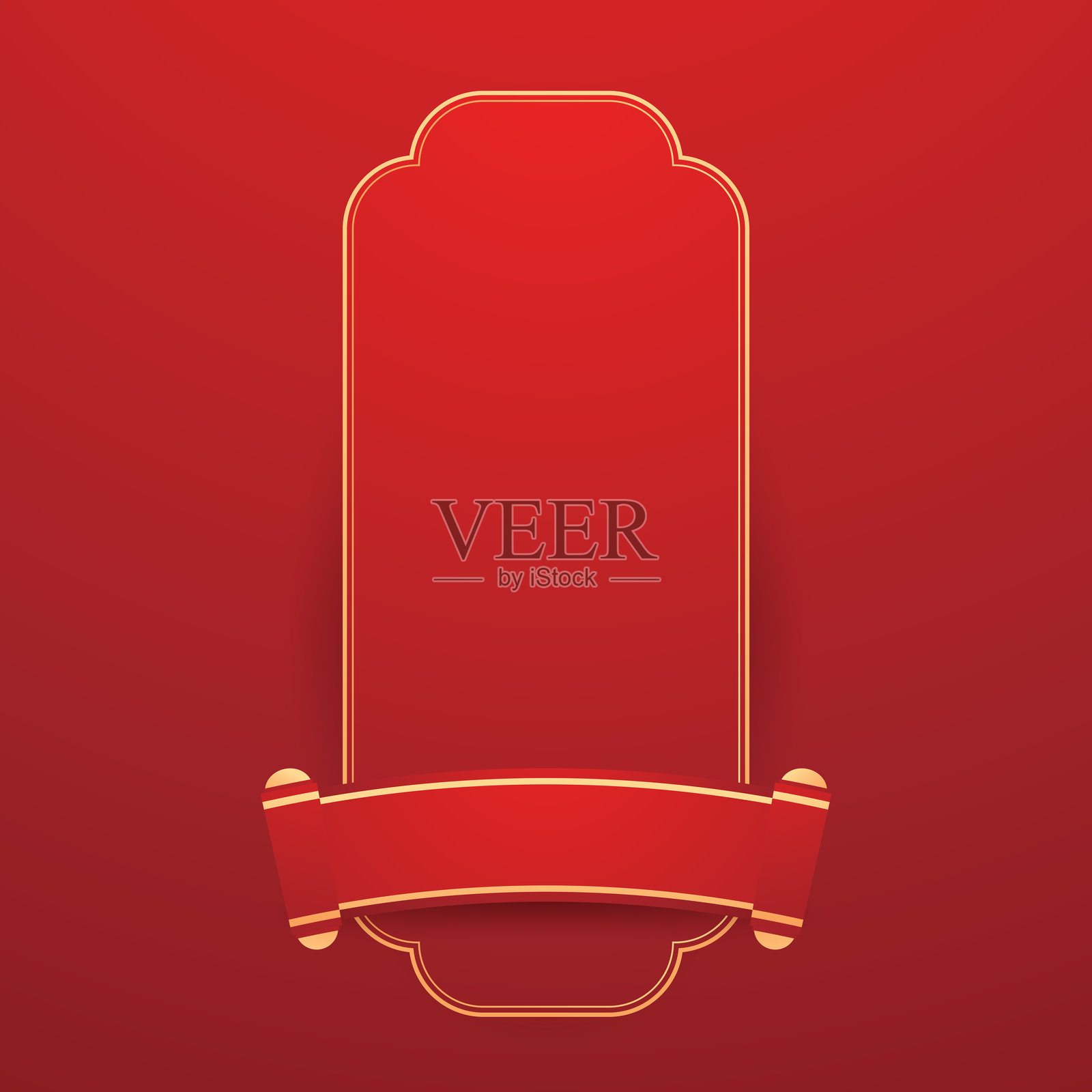 2026年快乐的中国新年。带有圆形展示产品的中国新年横幅。贺卡。红色背景上带有灯笼的中国框架。插画图片素材