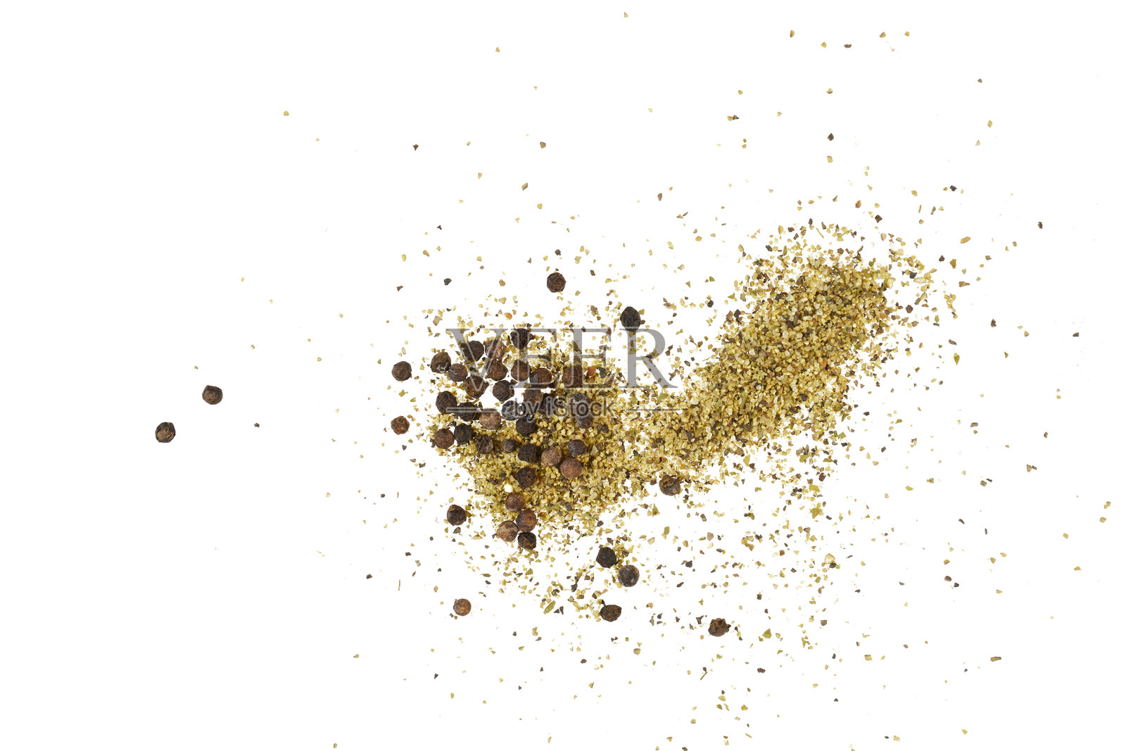 白色背景上的柠檬胡椒粉堆照片摄影图片