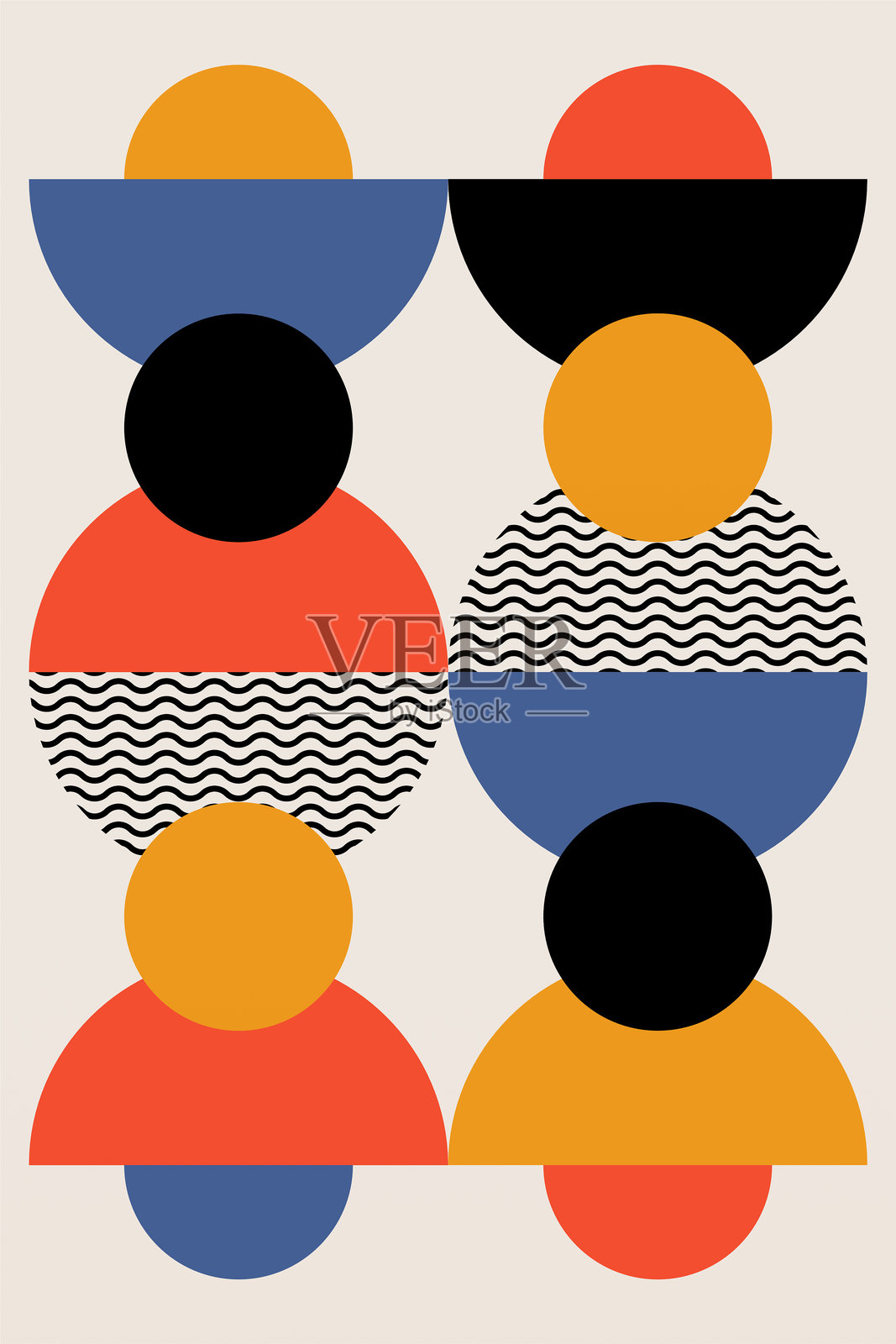 平面色彩包豪斯风格墙面艺术装饰插画图片素材