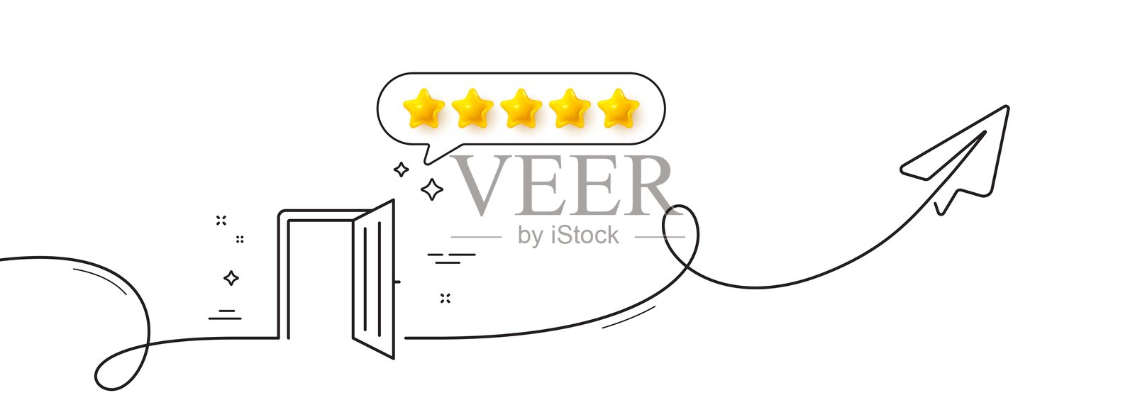 开门线条图标。入口门道标志。连续线与平面。矢量图。插画图片素材