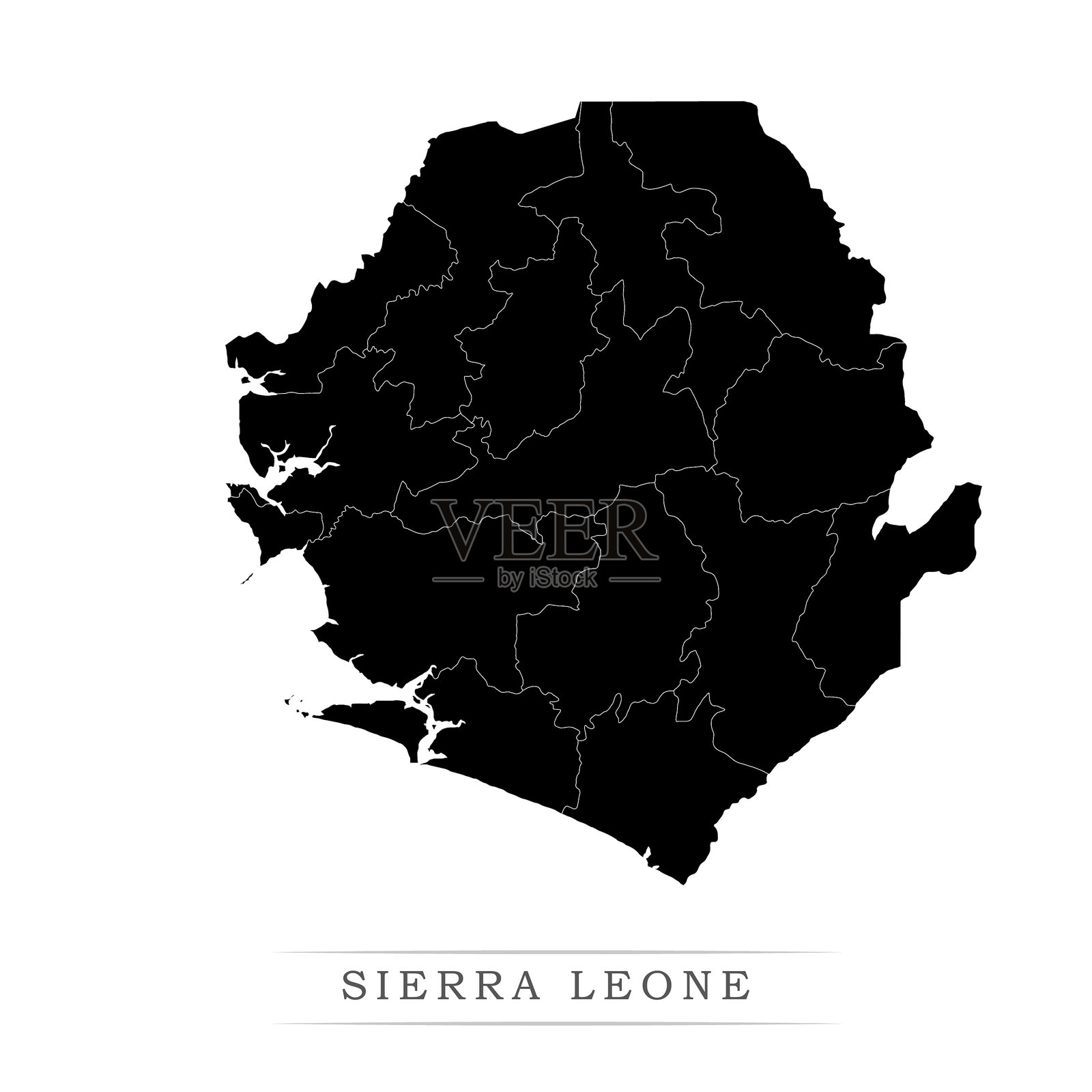 塞拉利昂各地区的详细矢量地图。塞拉利昂政治地图插图插画图片素材
