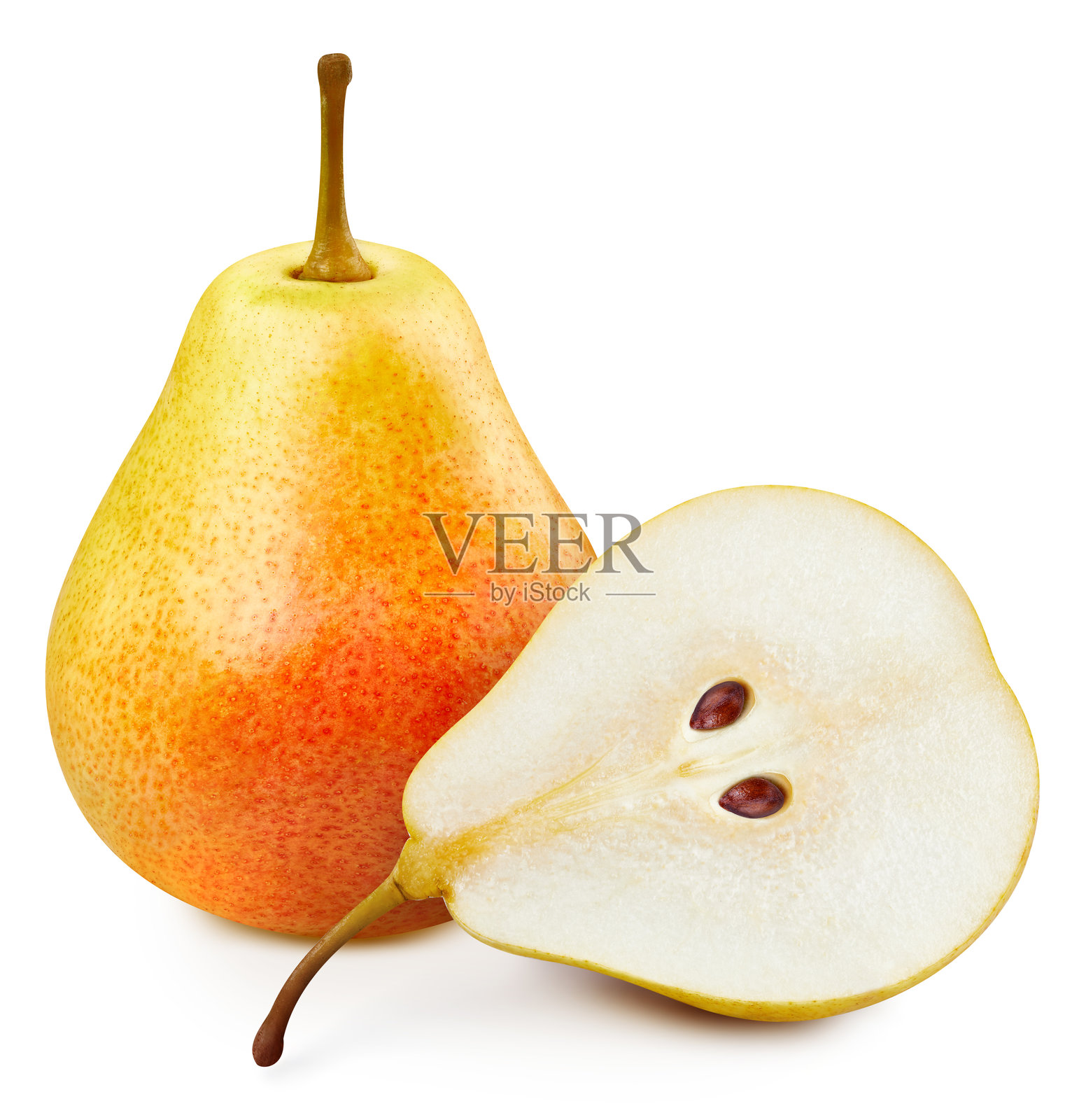 孤立的黄色梨子在白色背景上照片摄影图片