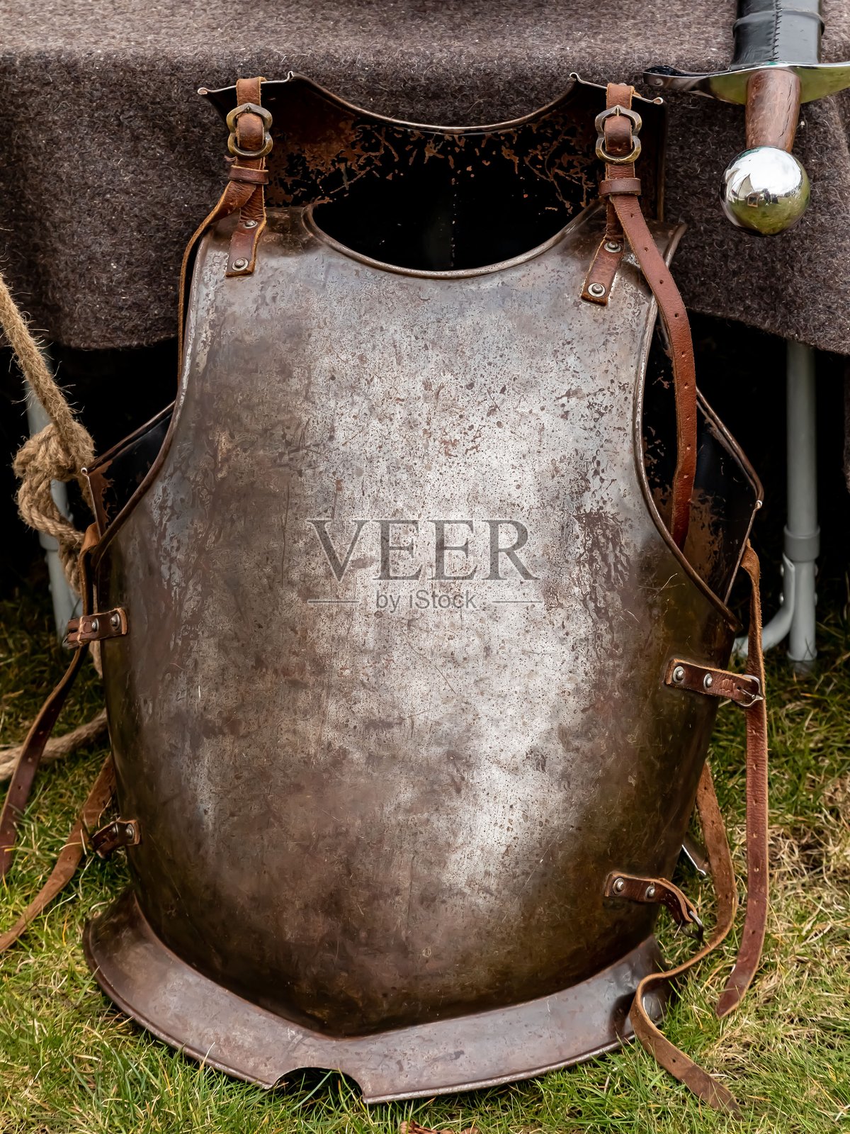 中世纪战争用胸甲。照片摄影图片