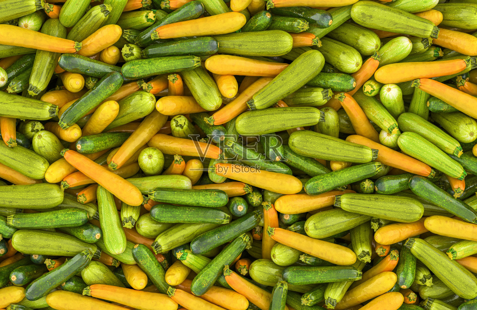 黄绿相间的西葫芦背景,壁纸。3D渲染。照片摄影图片