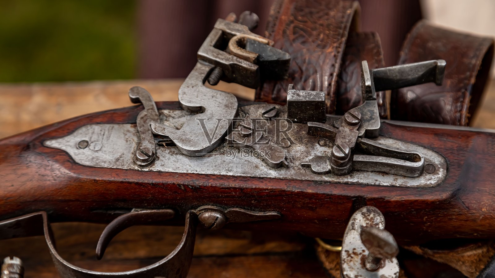 17世纪手枪复制品。照片摄影图片