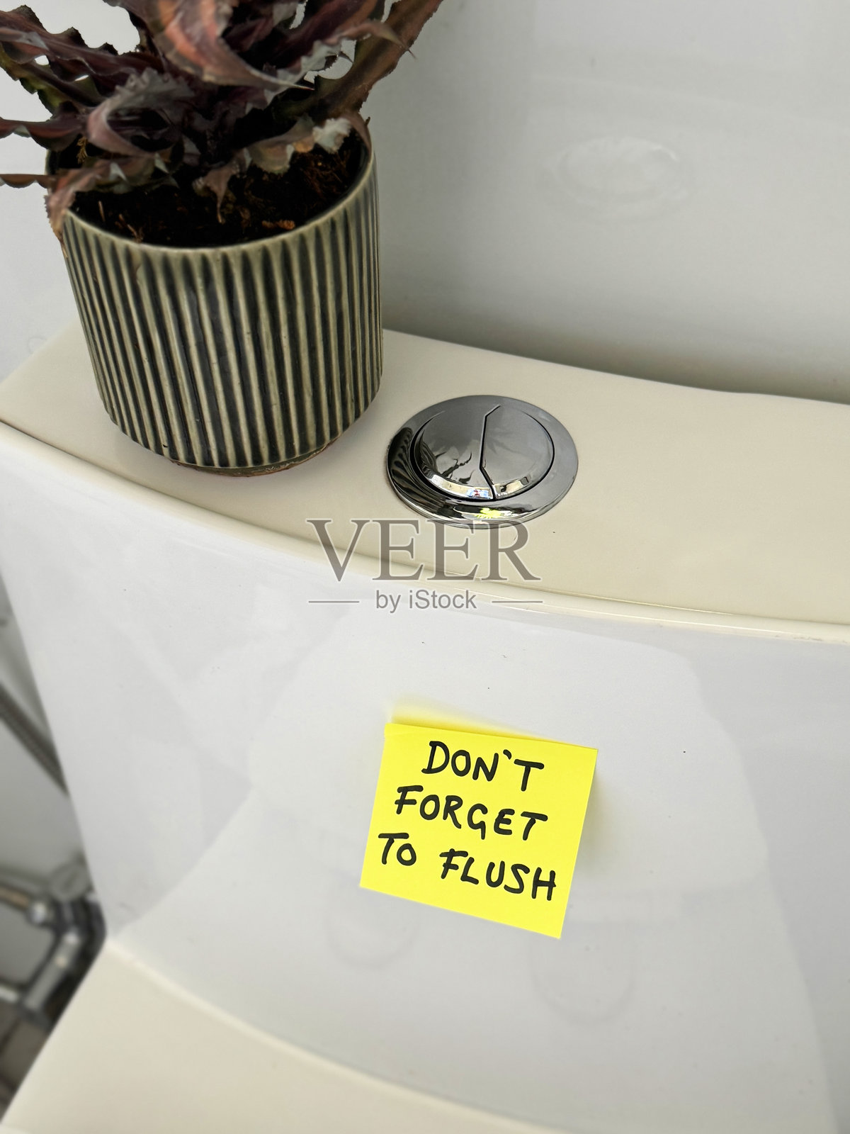 不要忘记冲厕所的卫生间便条 / 提醒信息的彩色便签,卫生,清洁,良好的卫生间礼仪照片摄影图片