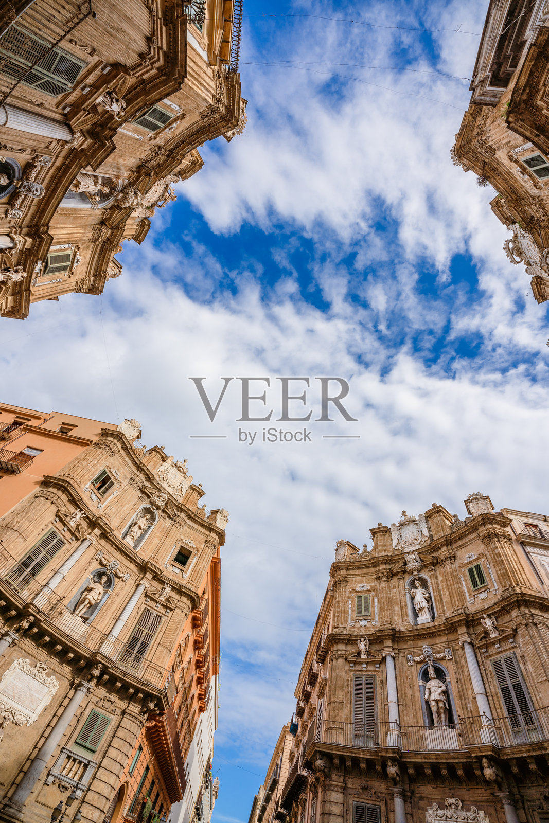 西西里岛巴勒莫的四角广场巴洛克建筑照片摄影图片