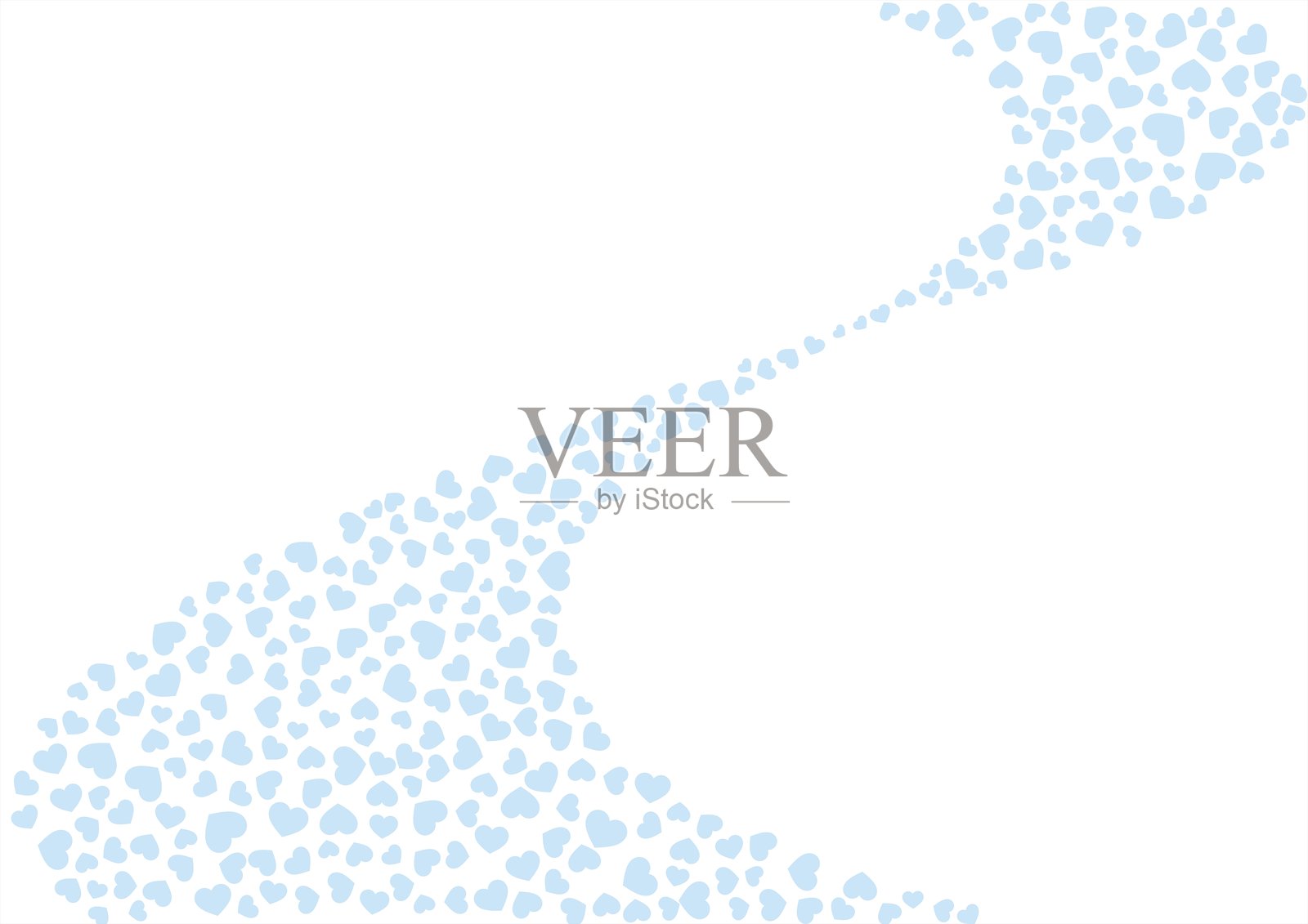 蓝色心形图案背景,纯色心形插画图片素材