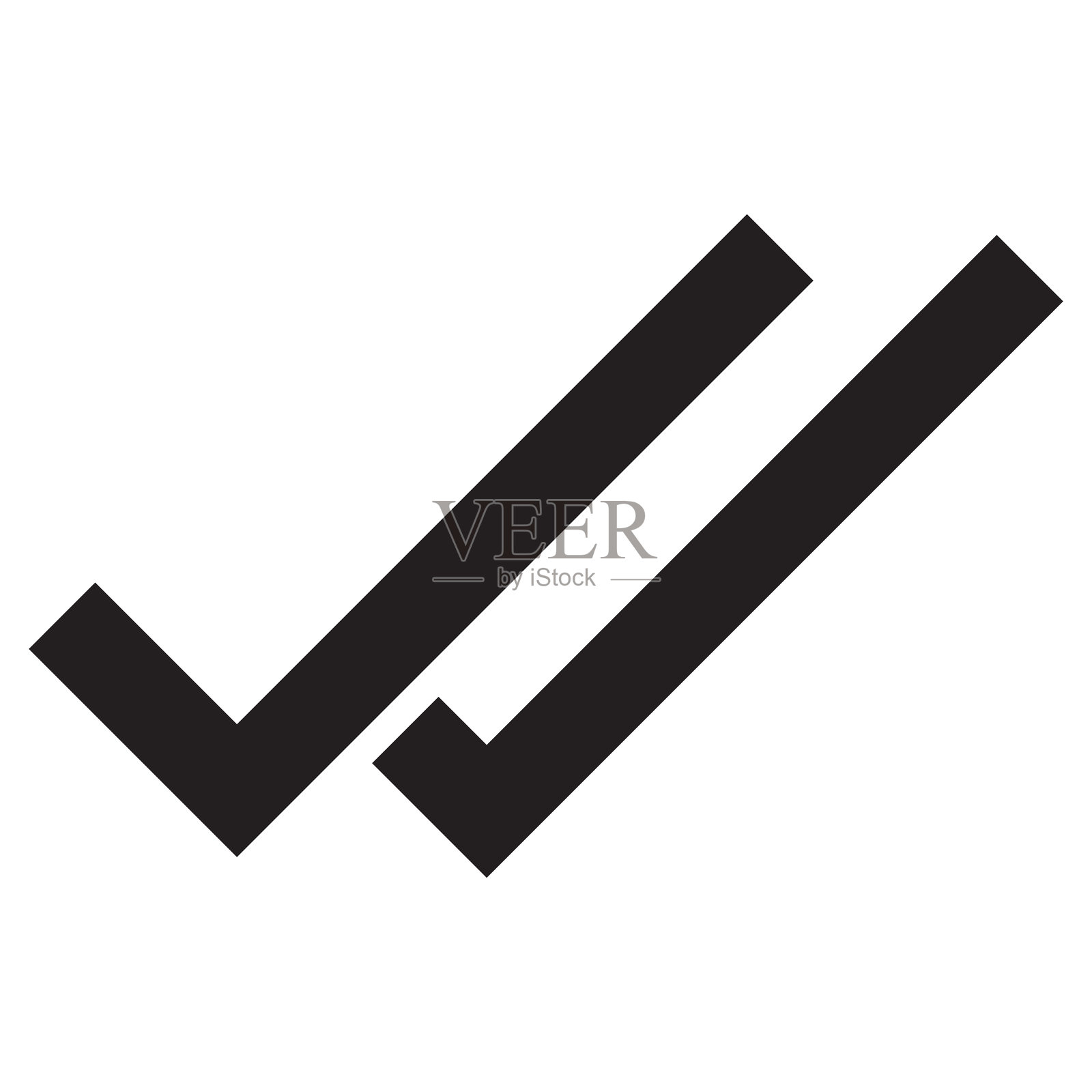 双重勾选图标,孤立在白色背景上。接受图标。双重勾选图标矢量。插画图片素材