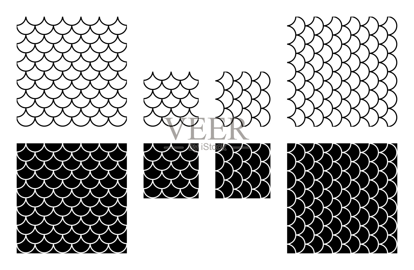 无缝的鳞片图案瓷砖,类似于鱼鳞或蛇鳞插画图片素材