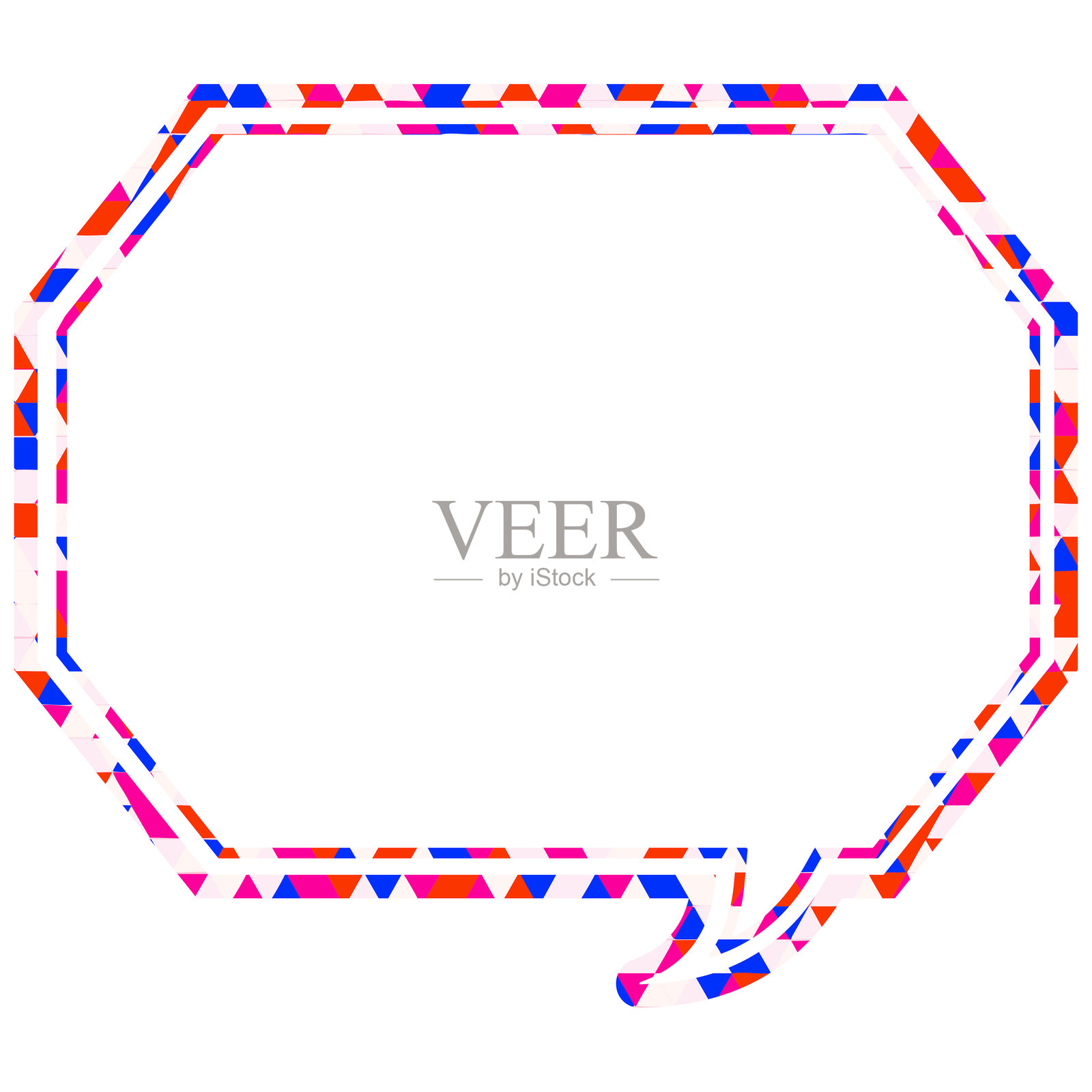 彩色玻璃风格的对话气泡,三角形图案,八角形形状带有角落插画图片素材