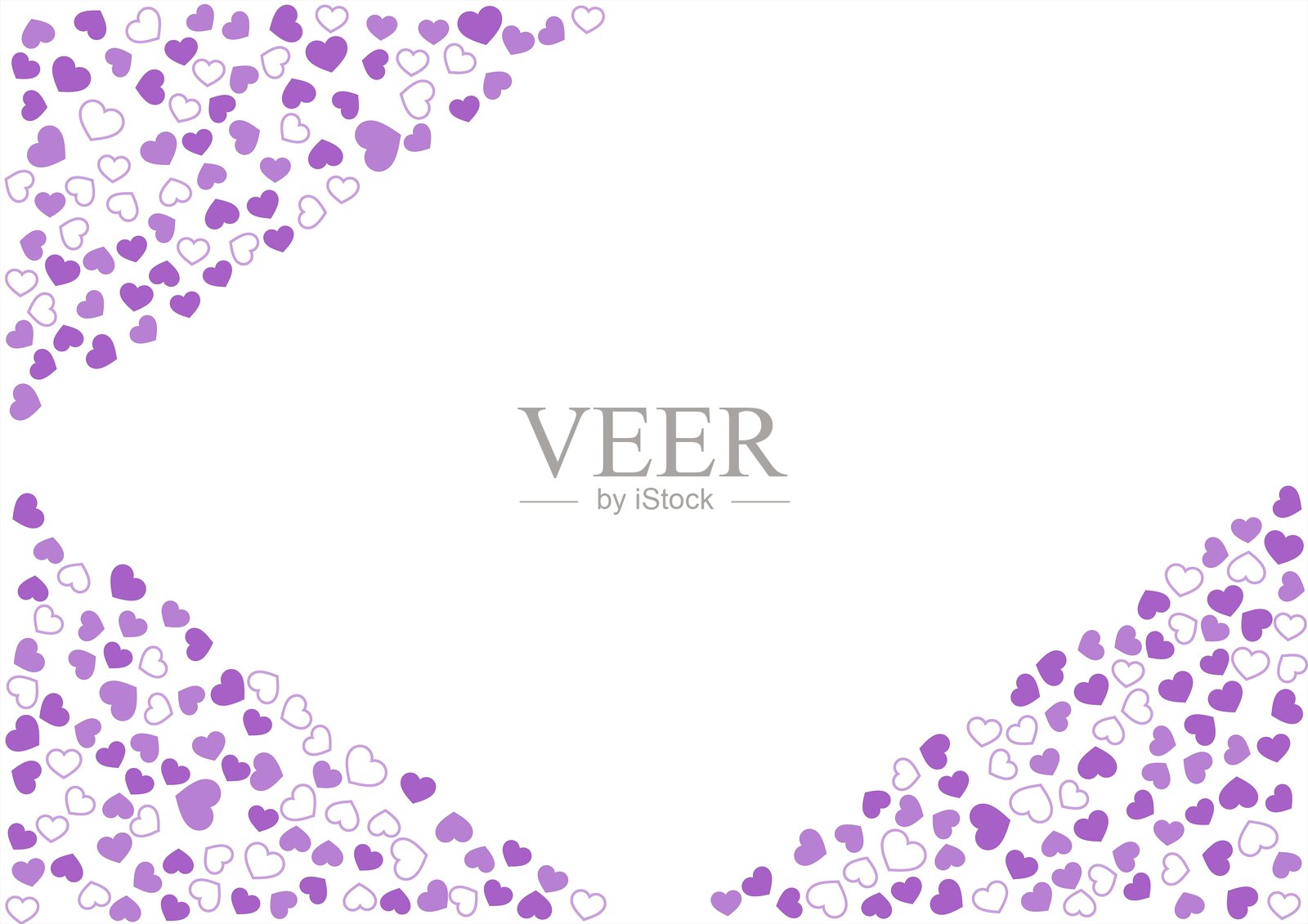 心形图案背景,紫色三色,带边框和纯色,心形插画图片素材