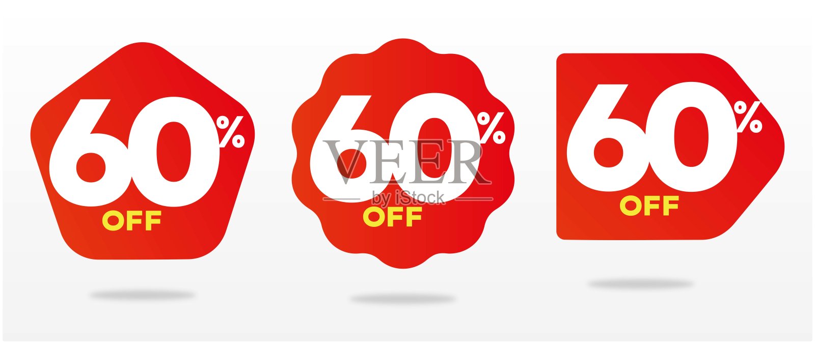 60%折扣。营销、价格、广告、商业、折扣贴纸、促销、日、销售、市场、形状、商店。价值、优惠。图标、矢量、标签、套装。插画图片素材