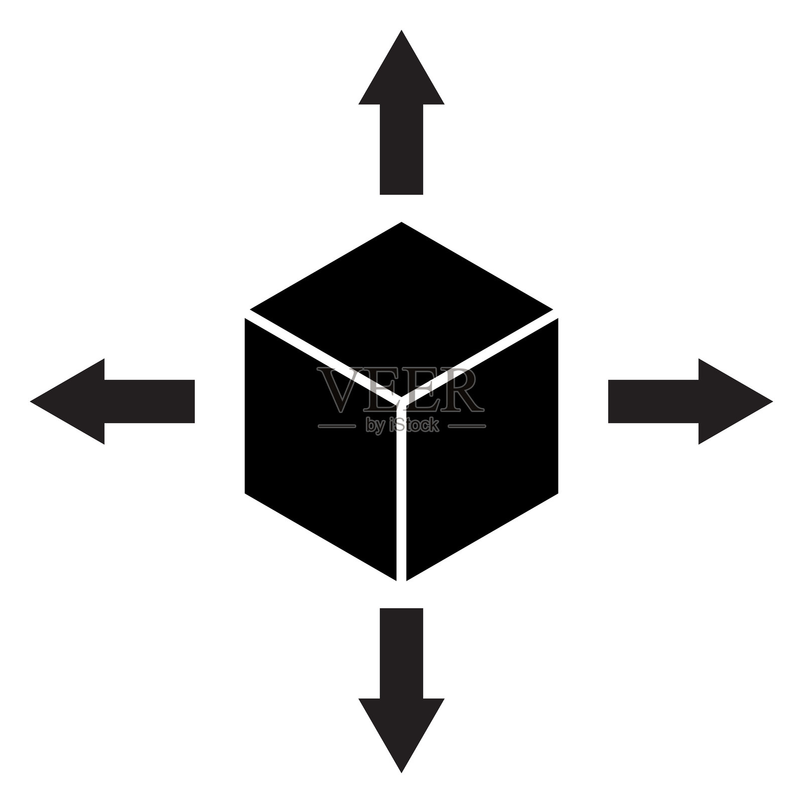 时尚风格的四个箭头配送箱图标。配送箱包裹图标矢量图。插画图片素材