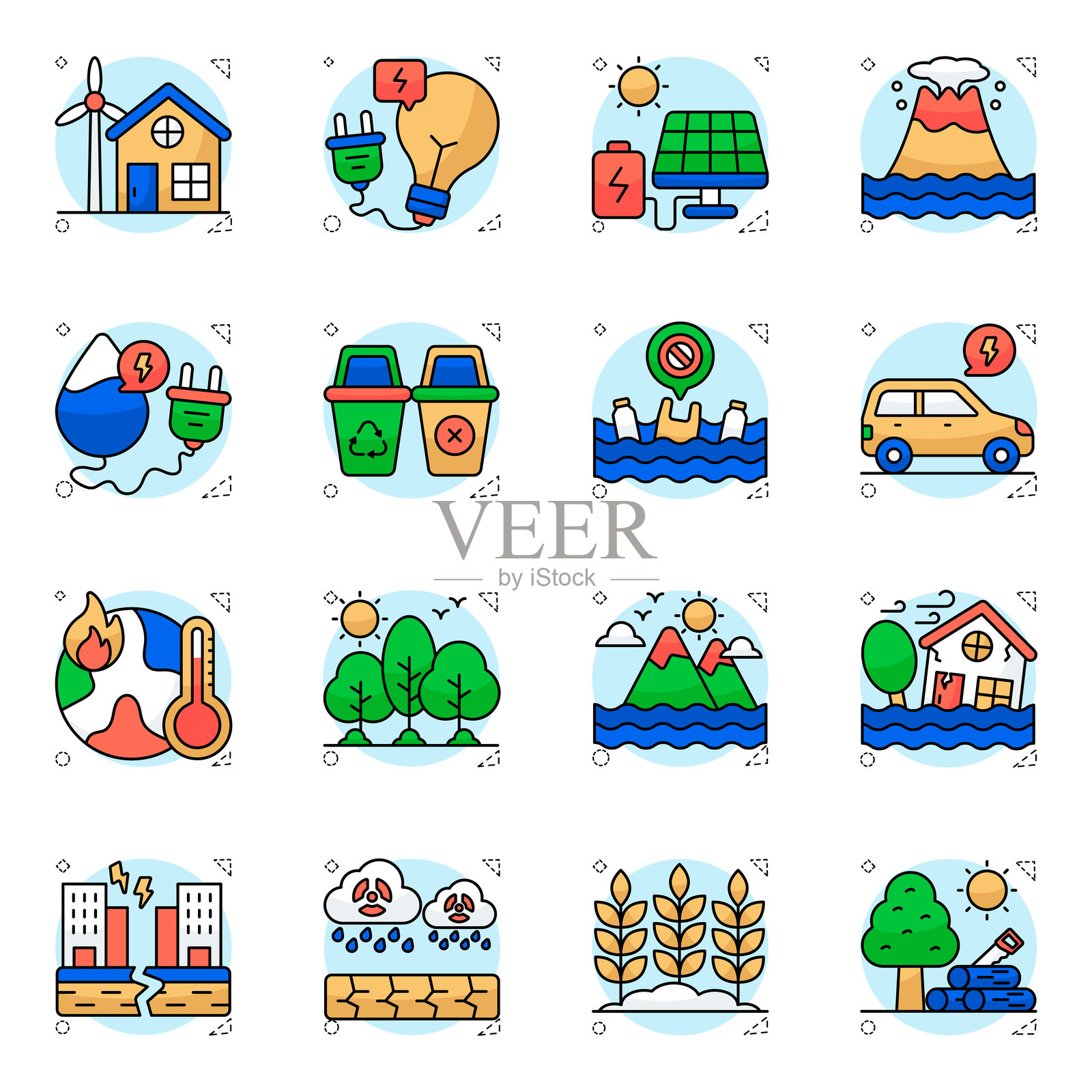 生态平面图标集插画图片素材