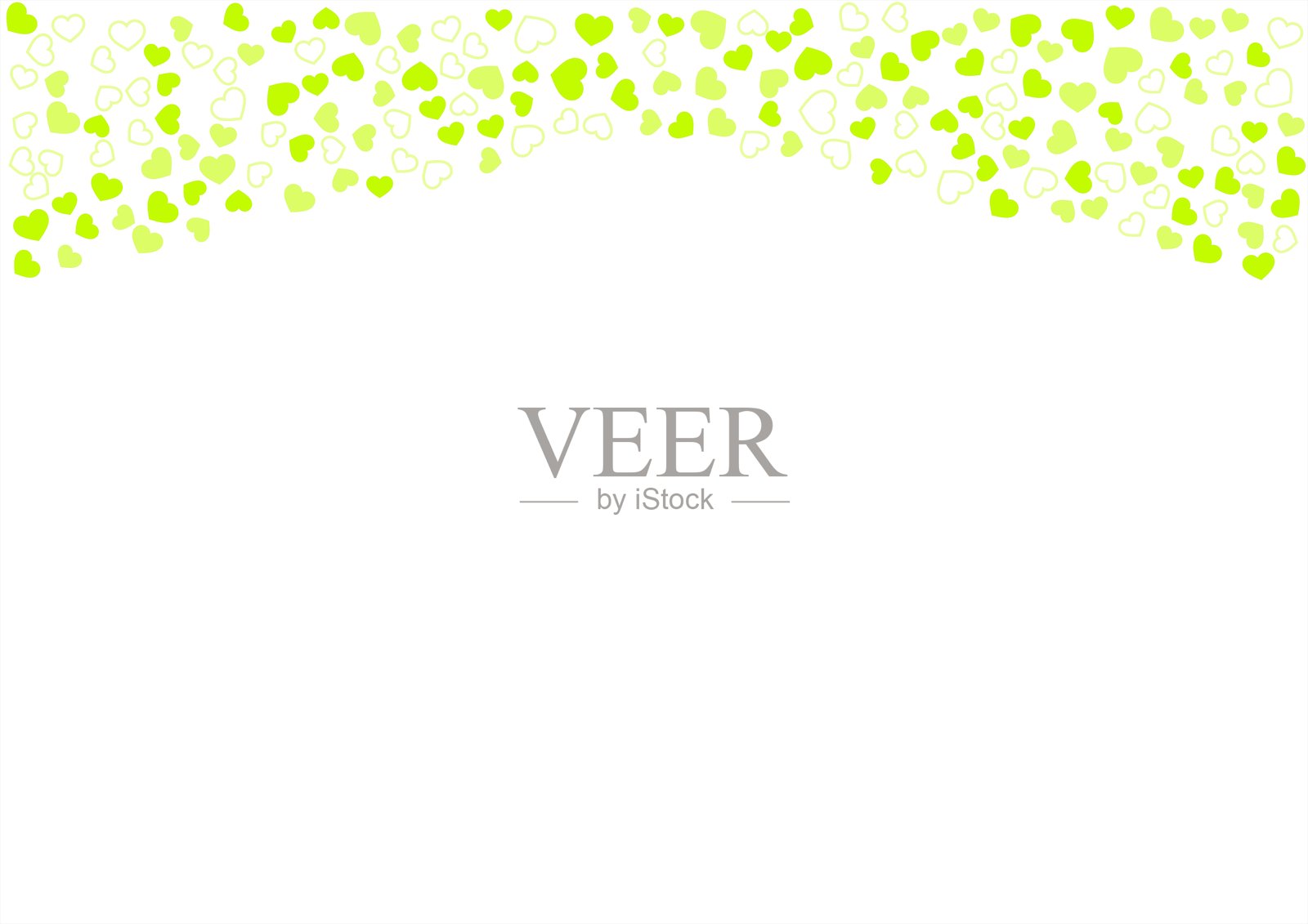 心形图案背景,三种颜色为黄绿色,边框和纯色,心形插画图片素材