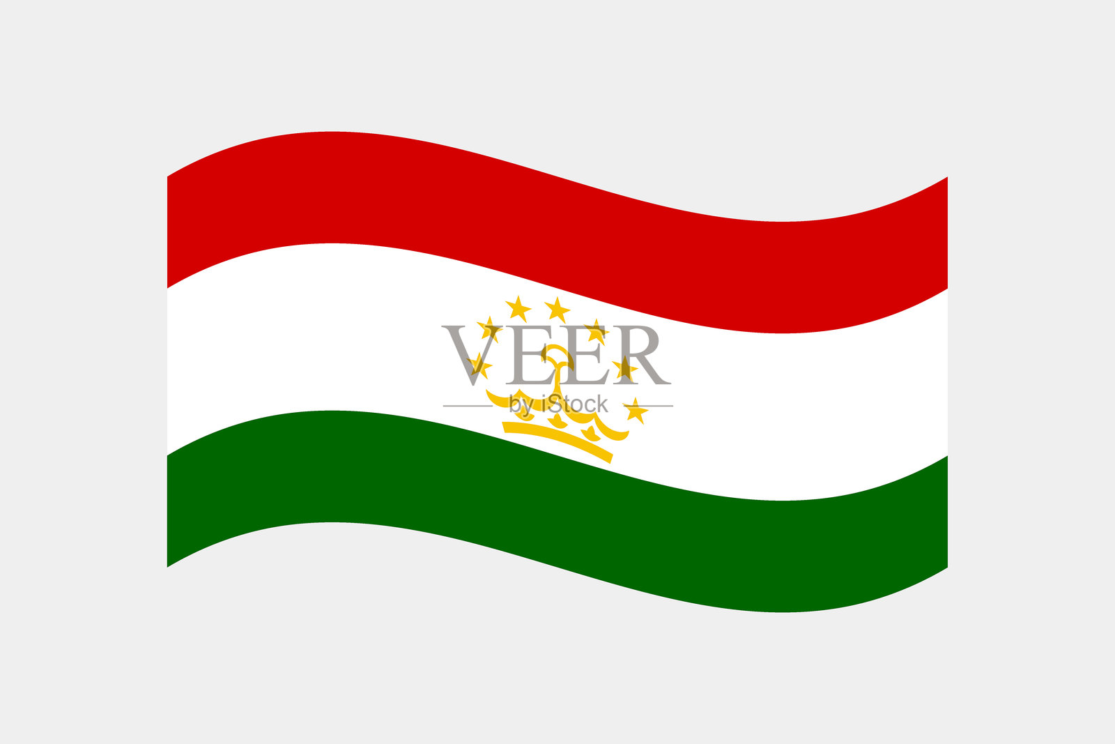 塔吉克斯坦国旗。塔吉克斯坦波浪形国旗。插画图片素材