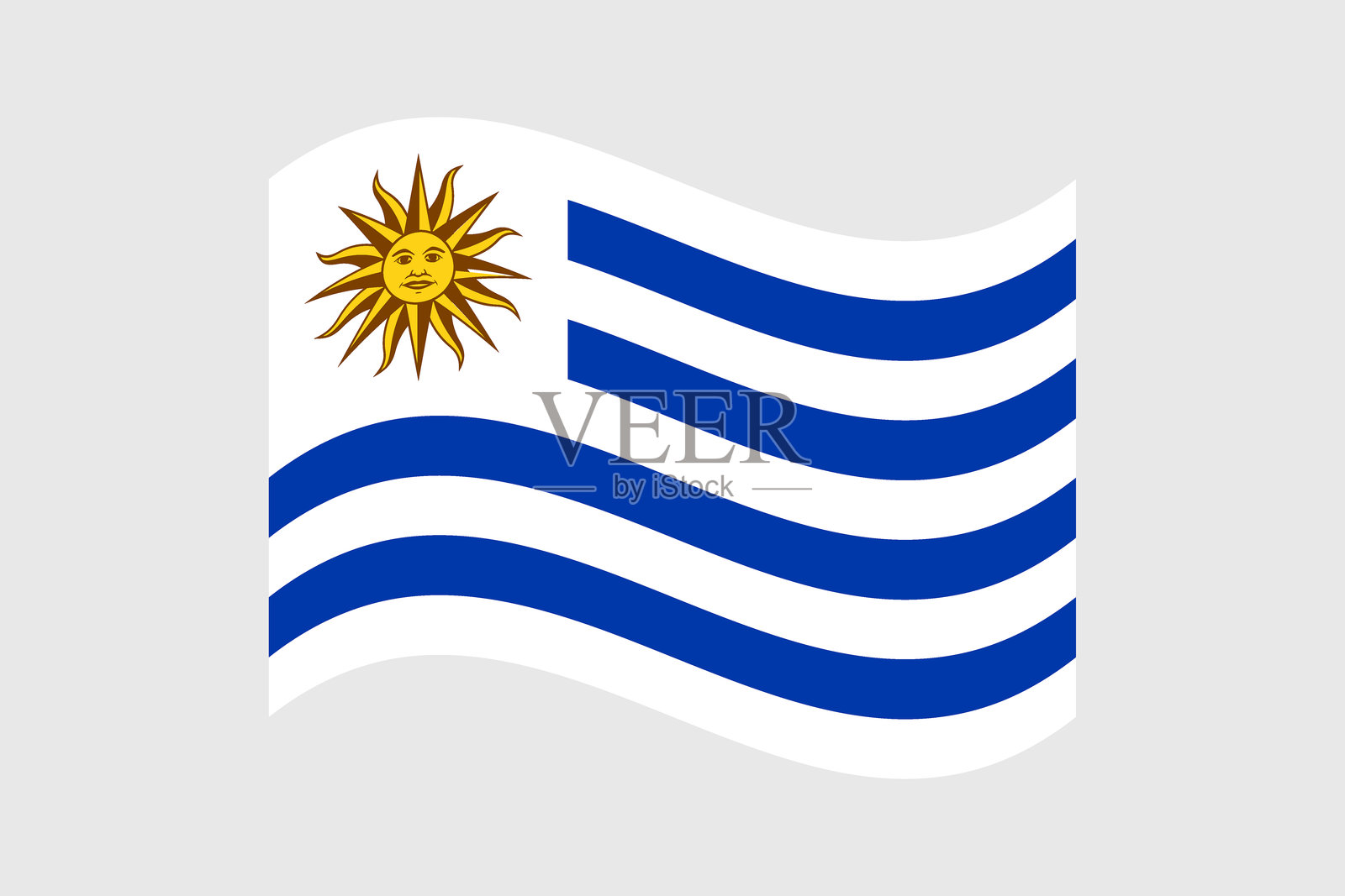 乌拉圭国旗。乌拉圭波浪形国旗。插画图片素材