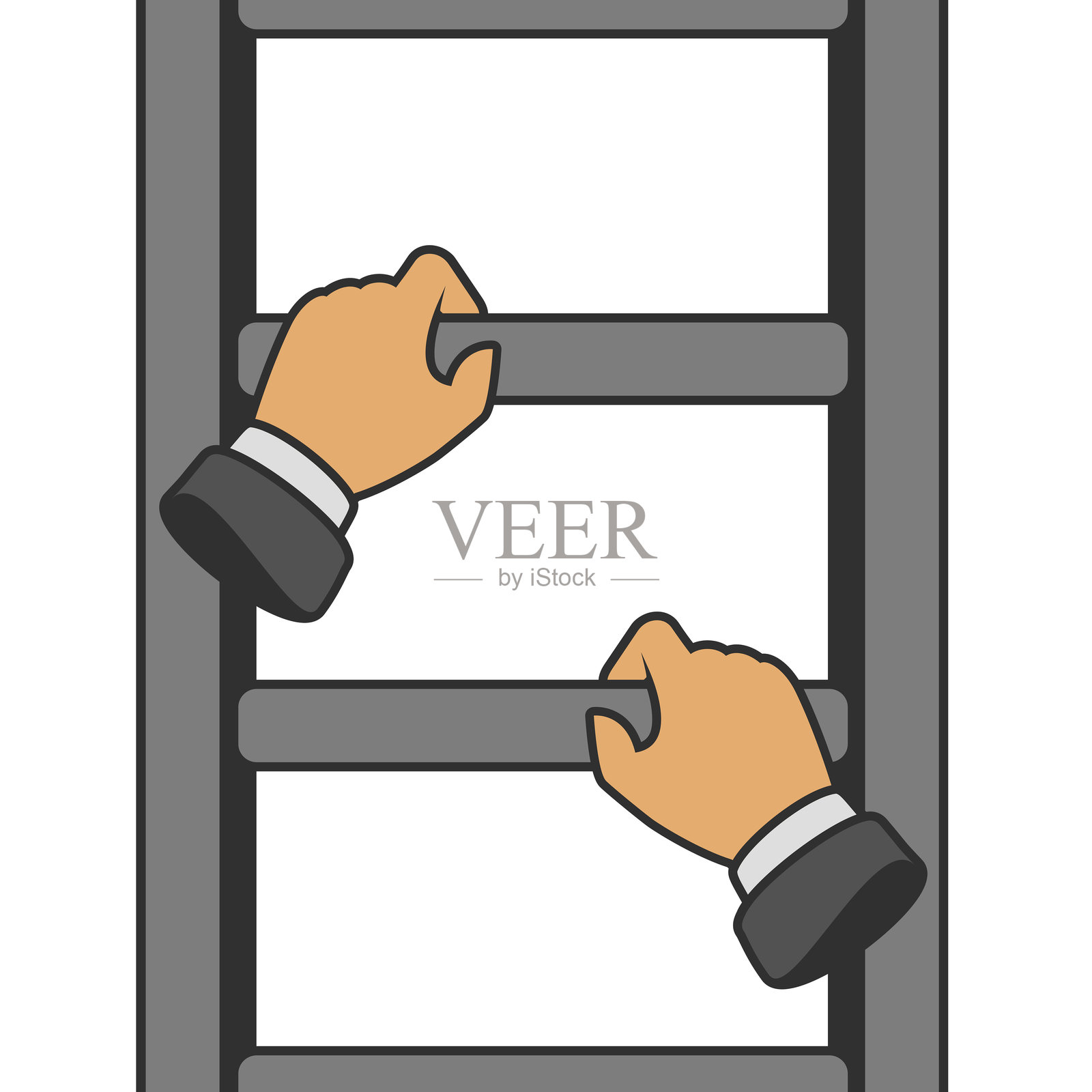 商人在梯子上。插画图片素材