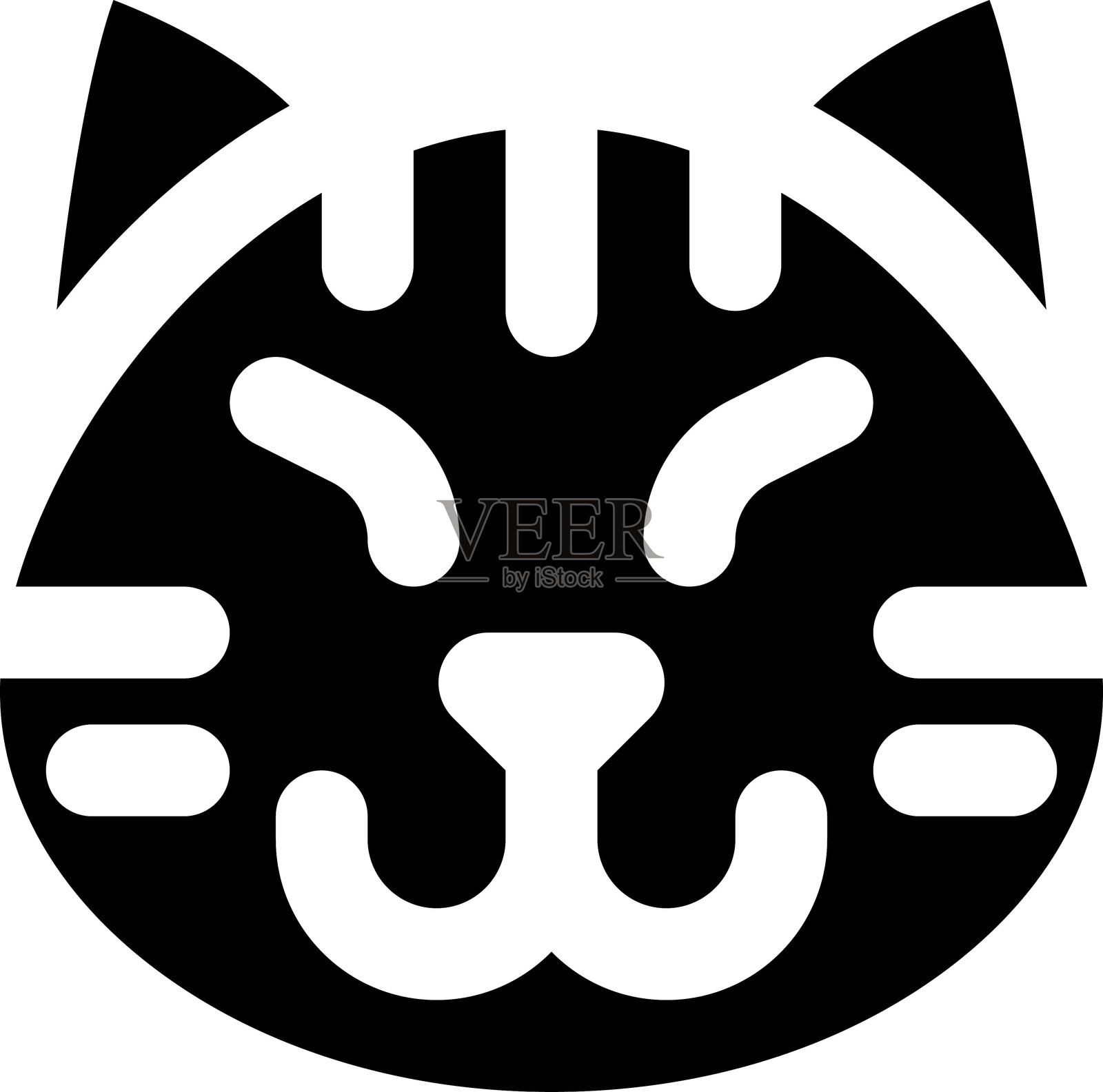 黑白猫插画图片素材