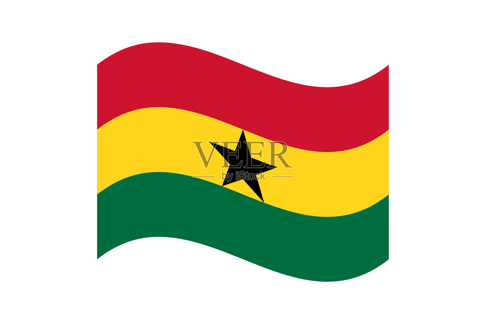 加纳国旗。加纳波浪形国旗。插画图片素材