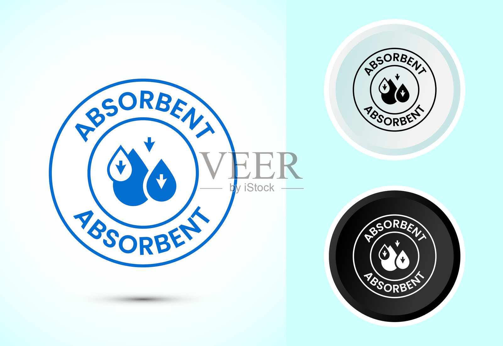 水吸收图标设计插图,黑白色水滴吸收标志符号插画图片素材