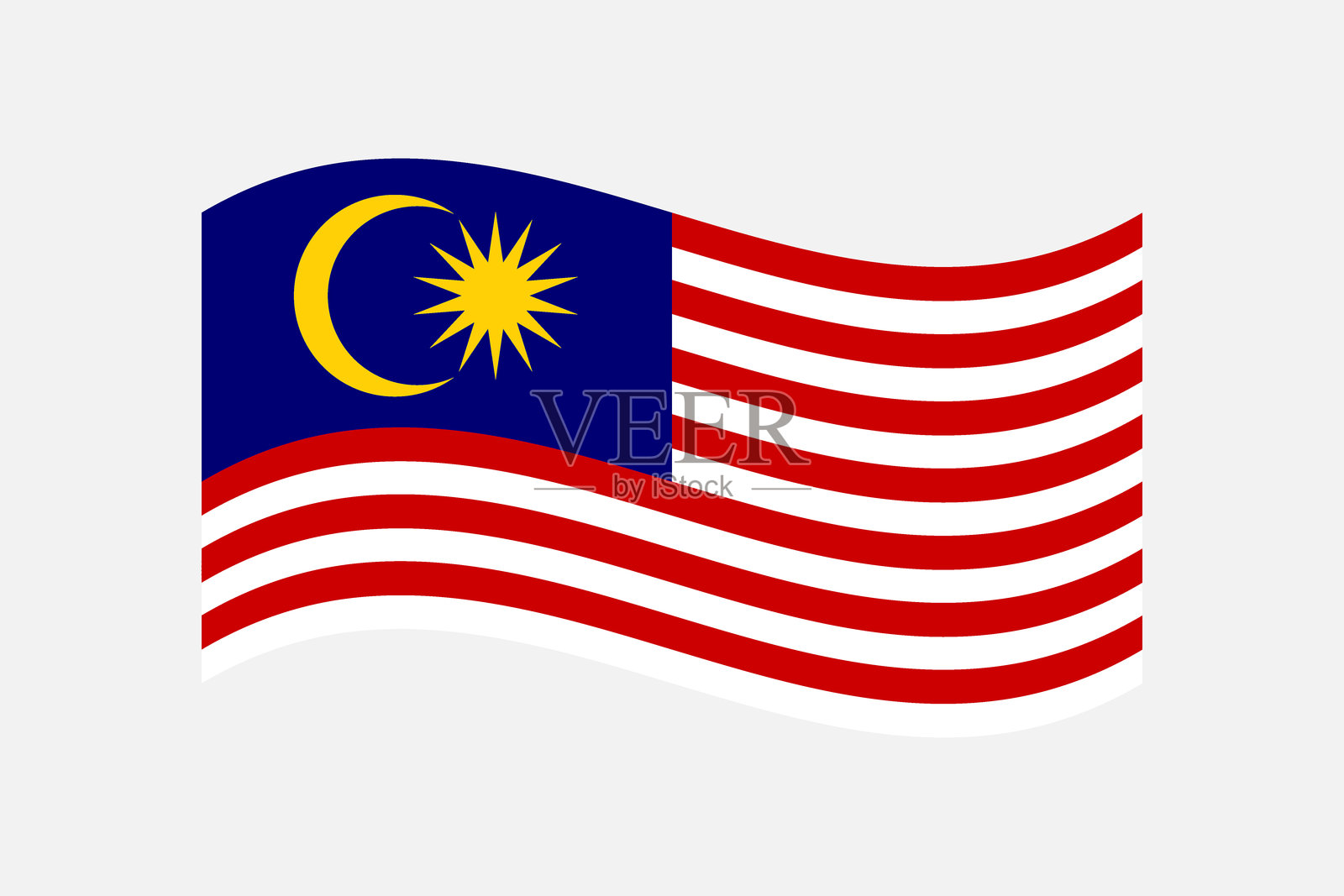 马来西亚国旗。马来西亚波浪形国旗。插画图片素材