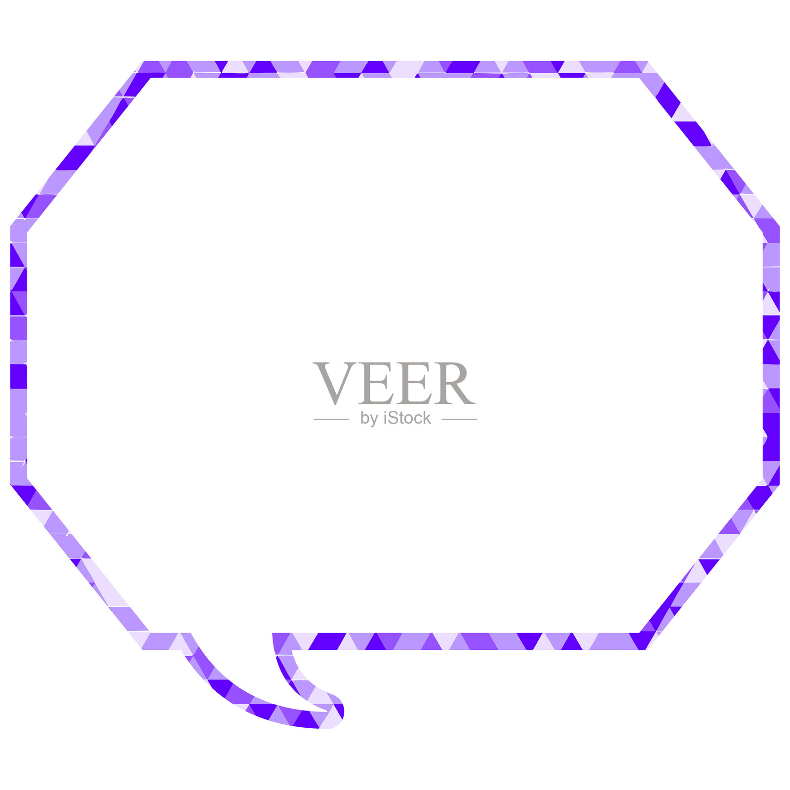 彩色玻璃风格的对话气泡,三角形图案,八角形形状带有角落插画图片素材