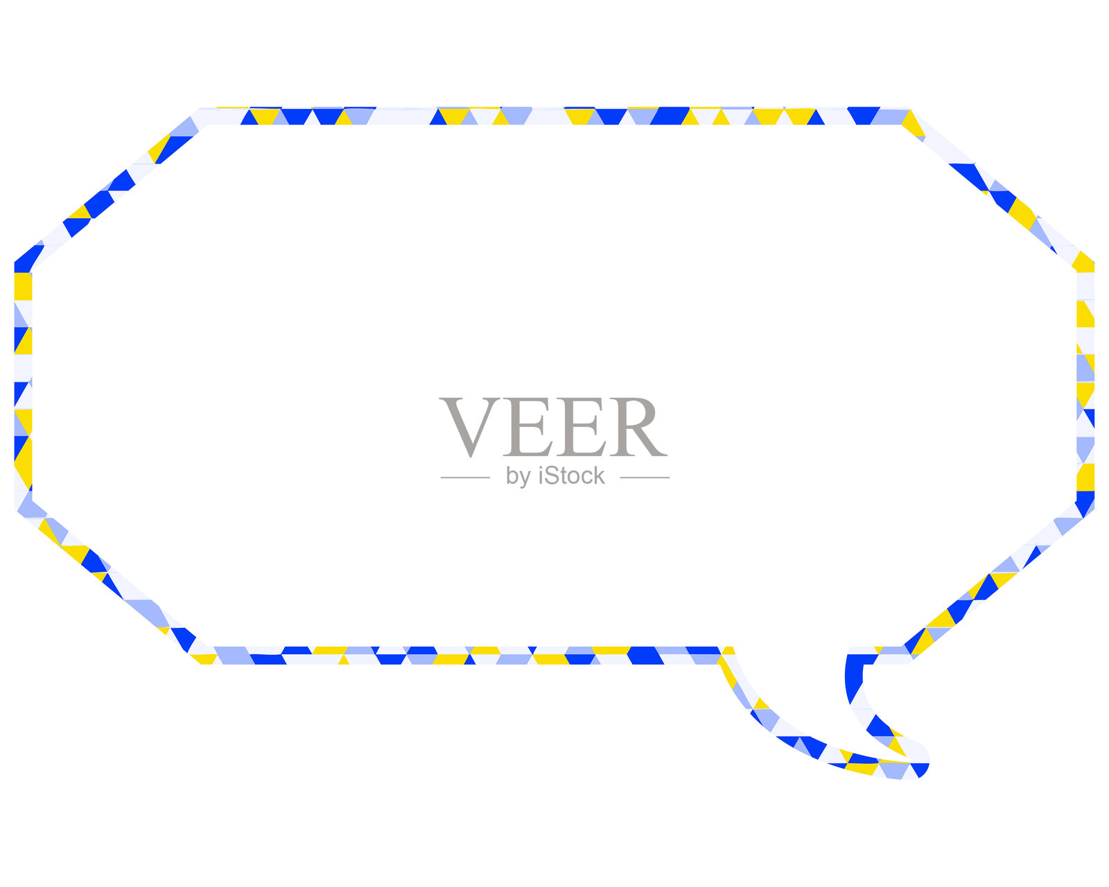 彩色玻璃风格的对话气泡,三角形图案,拉长的八边形插画图片素材