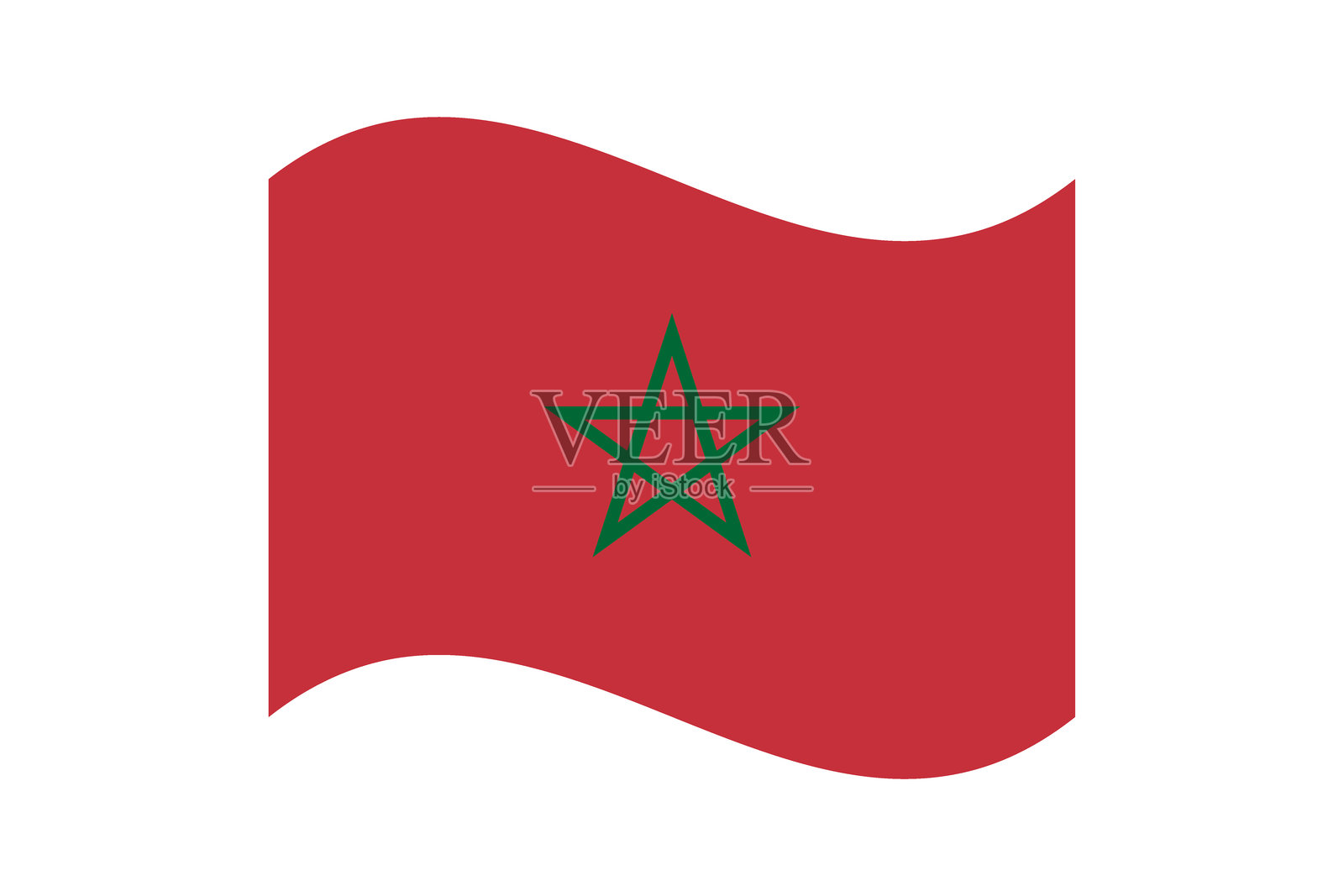 摩洛哥国旗。波浪形的摩洛哥国旗。插画图片素材