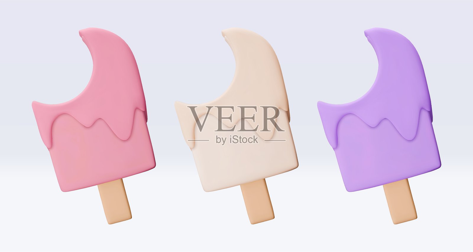 巧克力糖衣冰淇淋的三维渲染图标,设计元素。逼真的快餐图标。甜食。白色背景上的矢量插图,适用于菜单、商店、传单、横幅、网站、广告和促销。插画图片素材