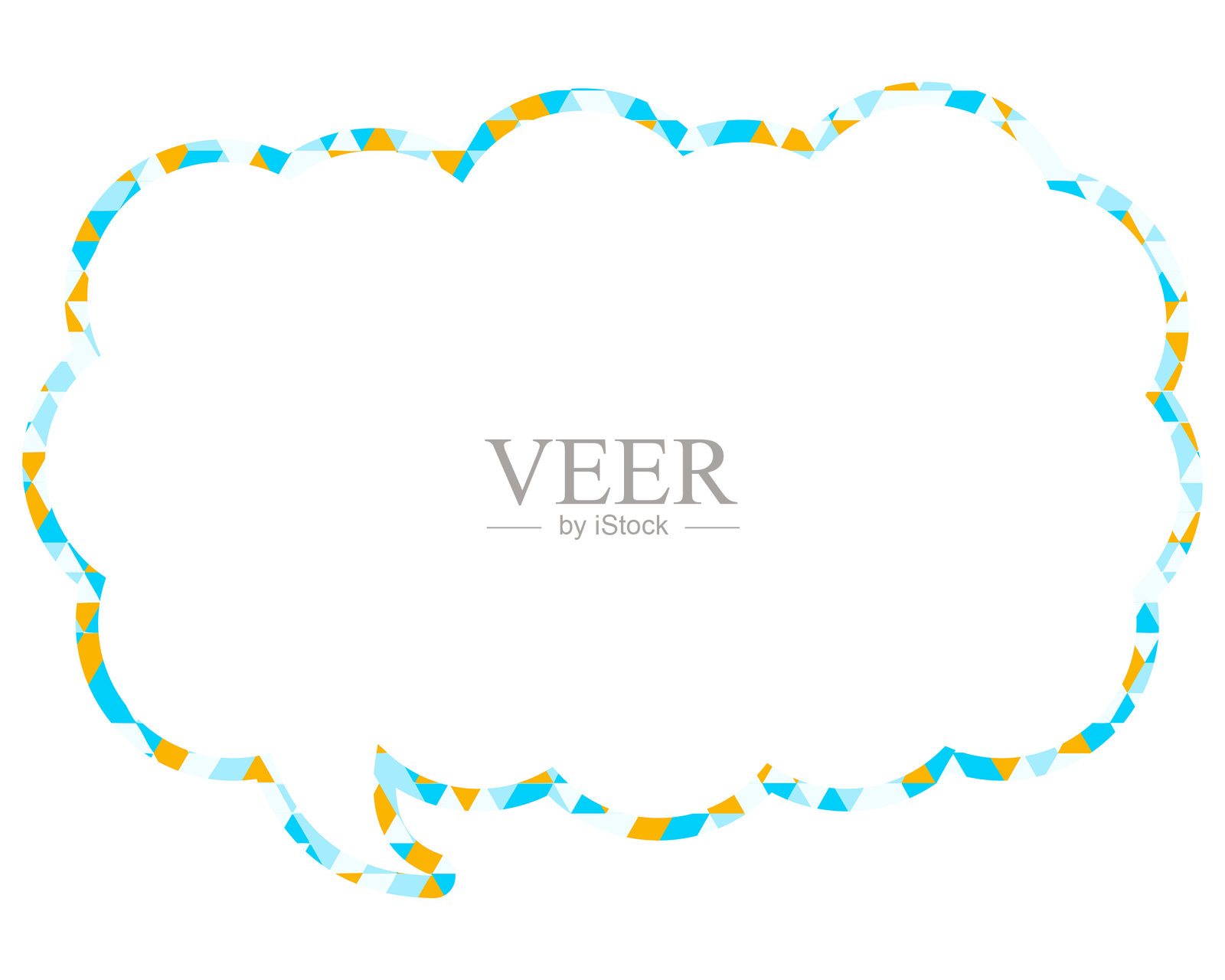 彩色玻璃风格的对话气泡,三角形图案,拉长的云朵形状插画图片素材