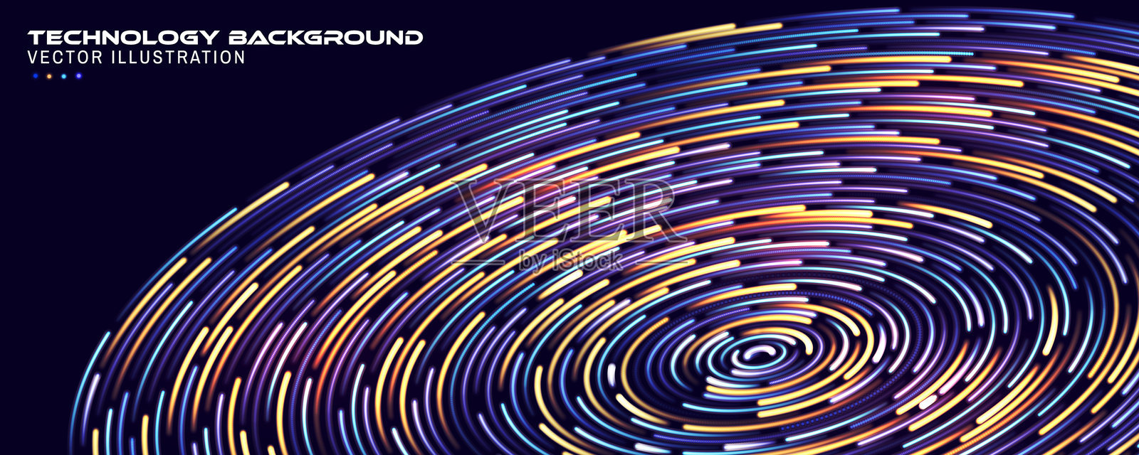 霓虹点科技背景抽象着陆页。用于人工智能和科技概念。矢量插图插画图片素材