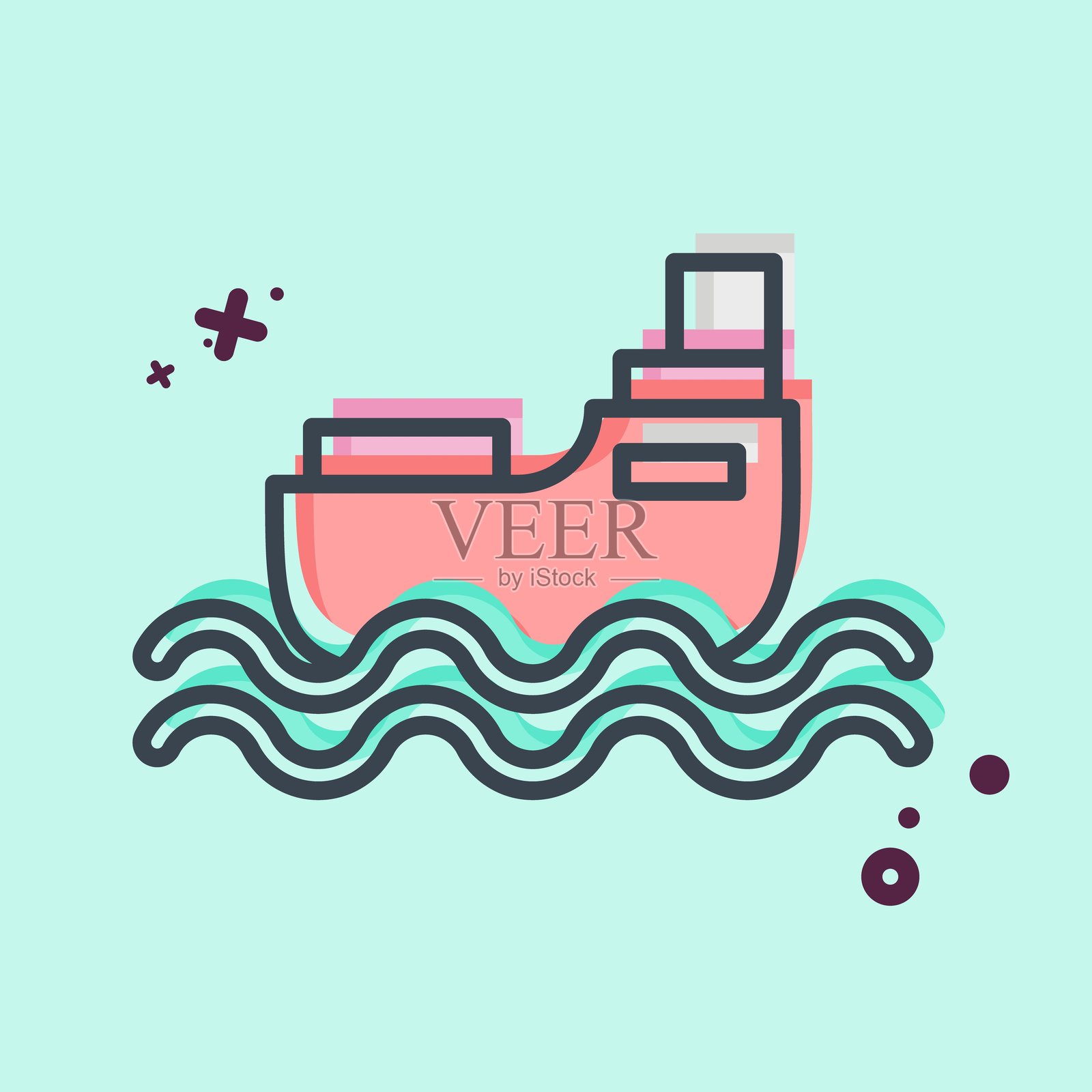 图标船只。与交通符号相关。MBE风格。设计可编辑。插画图片素材